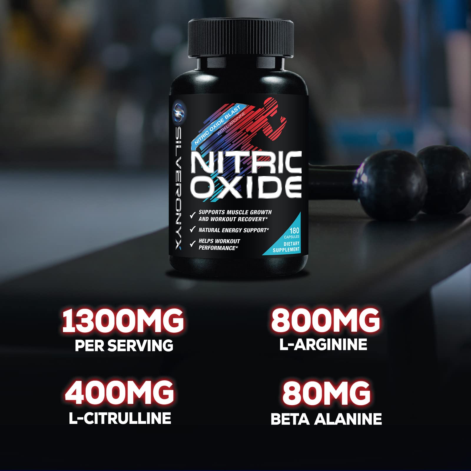 Extra Strength Nitric Oxide Supplement L Arginine 3X Strength - Citrulline Malate, AAKG SILVERONYXAu supplements