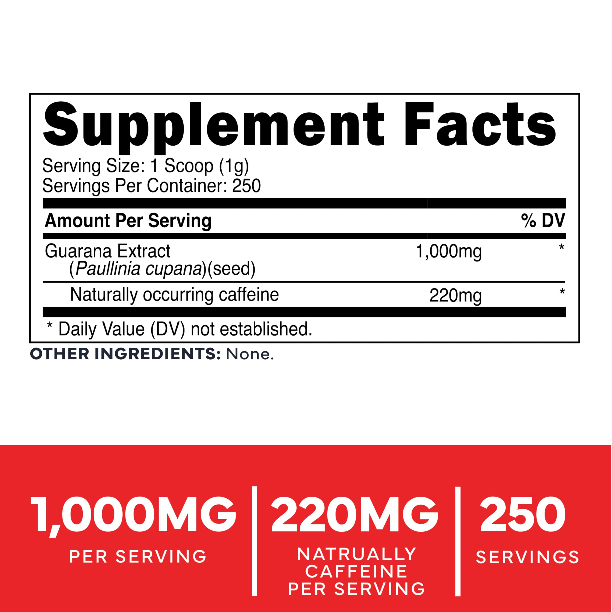 Type Zero Clean Guarana Powder Drink Mix (250 Servings, Unflavored) - 220 MG Caffeine Per Serving, Natural Caffeine, Non GMO, Gluten Free Type ZeroUS supplements