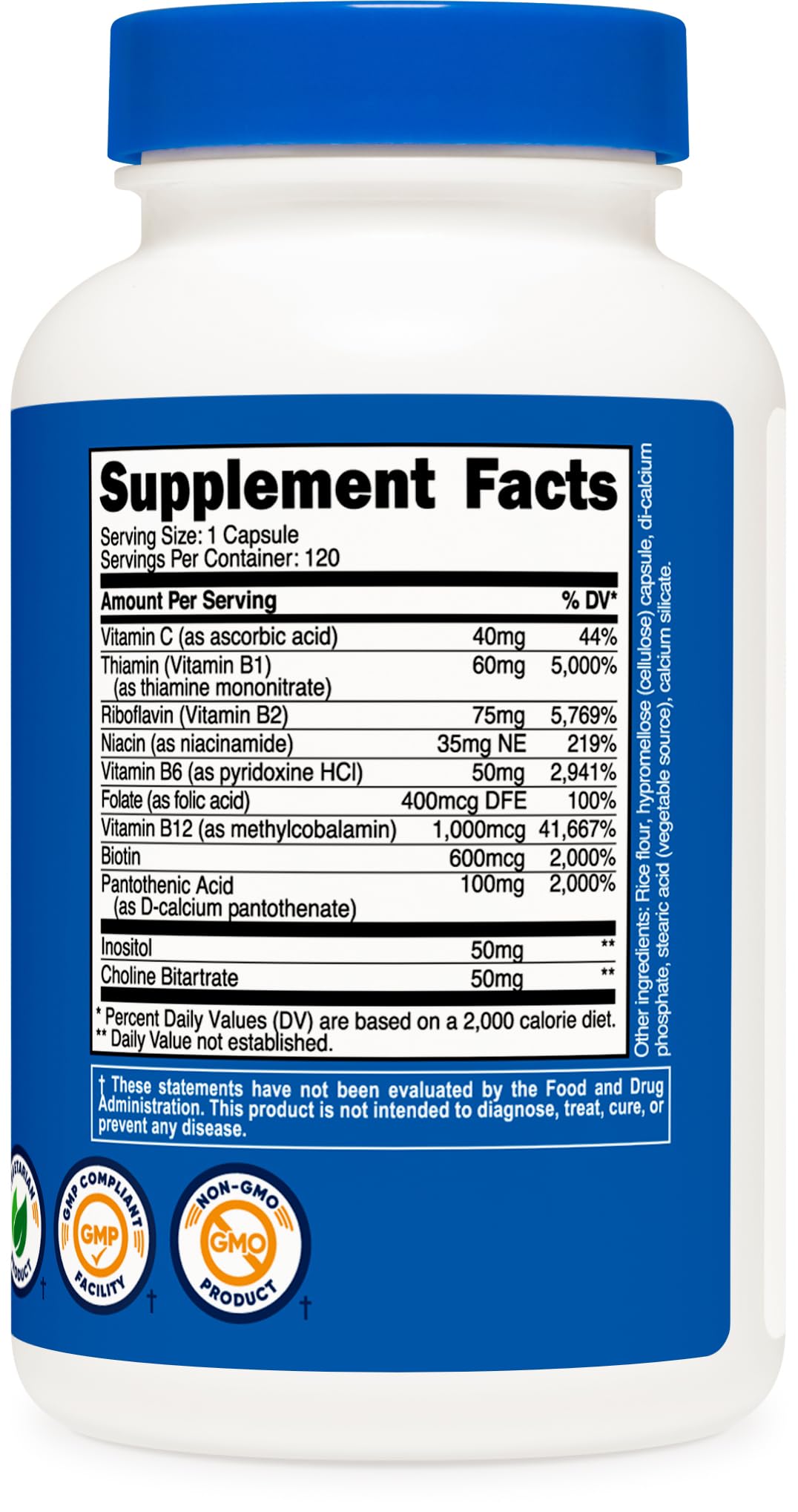 Nutricost High Potency Vitamin B Complex 460mg, 120 Capsules - with Vitamin C - Energy NutricostAu supplements