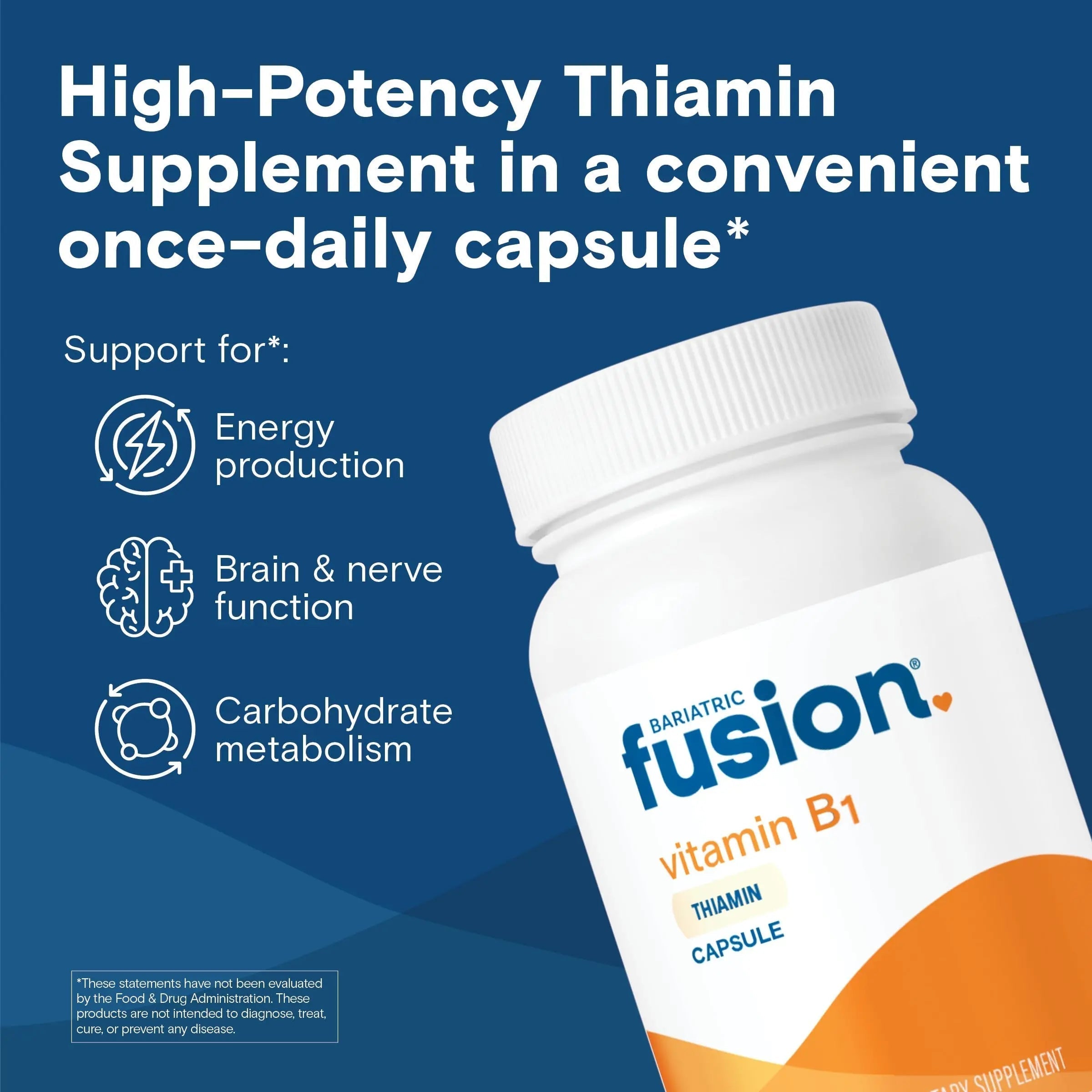 Bariatric Fusion Vitamin B1(Thiamine) for Bariatric Surgery Patients Including Gastric Bypass & Sleeve Gastrectomy, Easy to Swallow Capsule, 90 Count Bariatric FusionAu supplements