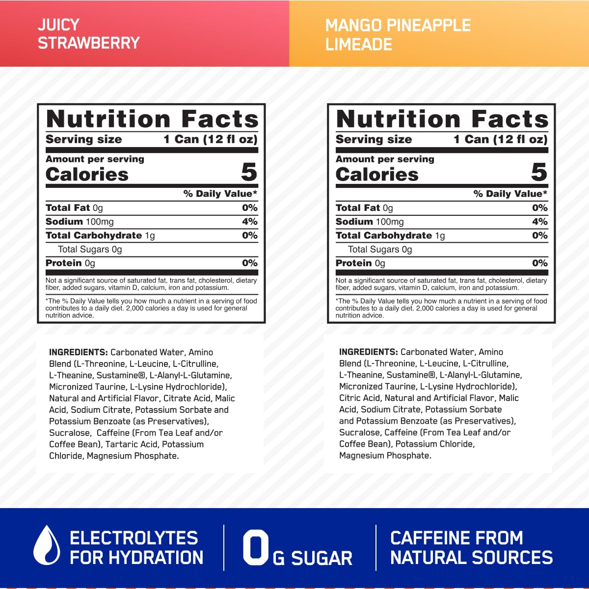 Optimum Nutrition Amino Energy Sparkling Hydration Drink, Electrolytes, Caffeine, Amino Optimum NutritionUS supplements