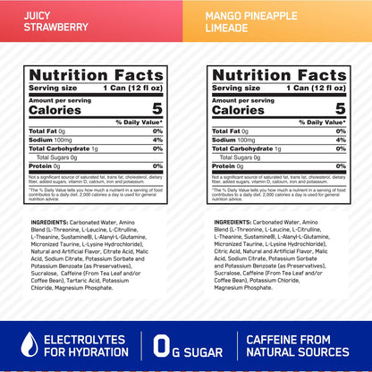 Optimum Nutrition Amino Energy Sparkling Hydration Drink, Electrolytes, Caffeine, Amino Optimum NutritionUS supplements