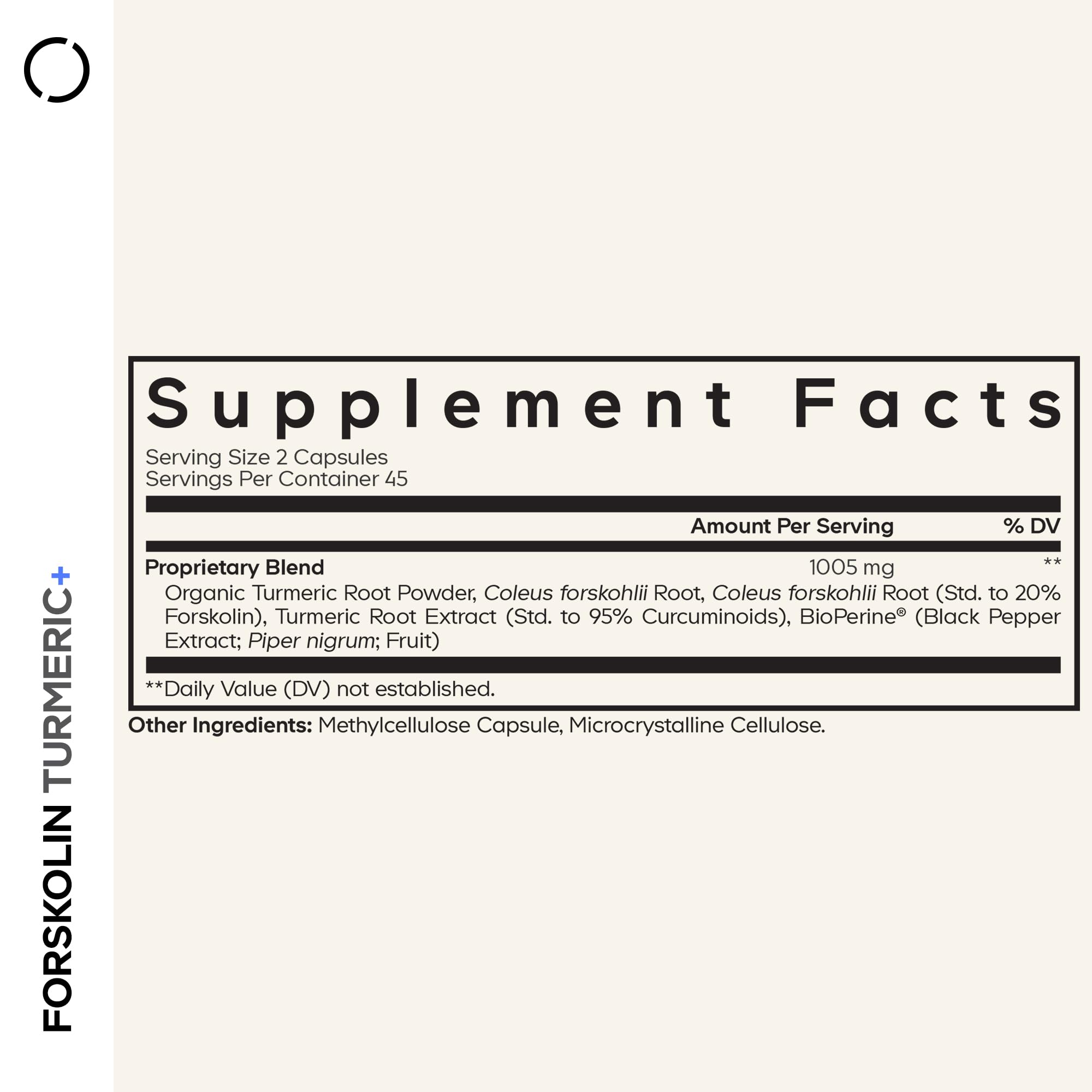 Codeage Forskolin, Pure Forskolin Coleus + Organic Turmeric Root Powder, 95% Curcuminoids + Bioperine Black Pepper - 20% Standardized Coleus Forskohlii Supplement - Non-GMO - 90 Capsules CodeageAu supplements