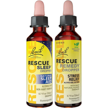 RESCUE Stress Relief & Sleep Support Bundle, Non-Alcohol Formulas, Bach Remedy Dropper 20mL 2-Pack RESCUEAu supplements