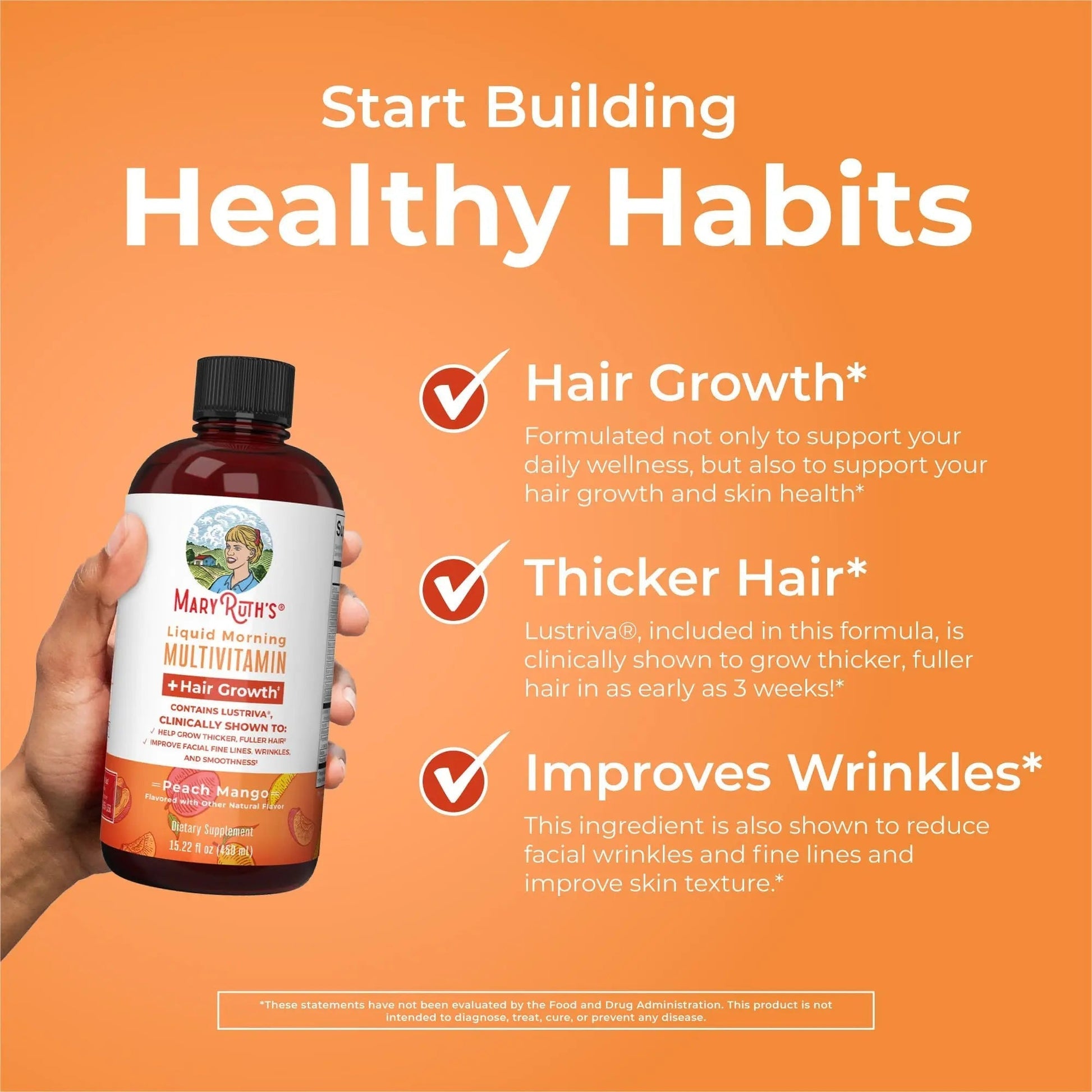 MaryRuth's MaryRuth's Liquid Morning Multivitamin +Hair Growth (Peach Mango, 15.22oz) & Iron Liquid (Berry) | Clean Label Project Verified® | MARYRUTH'SAu supplements