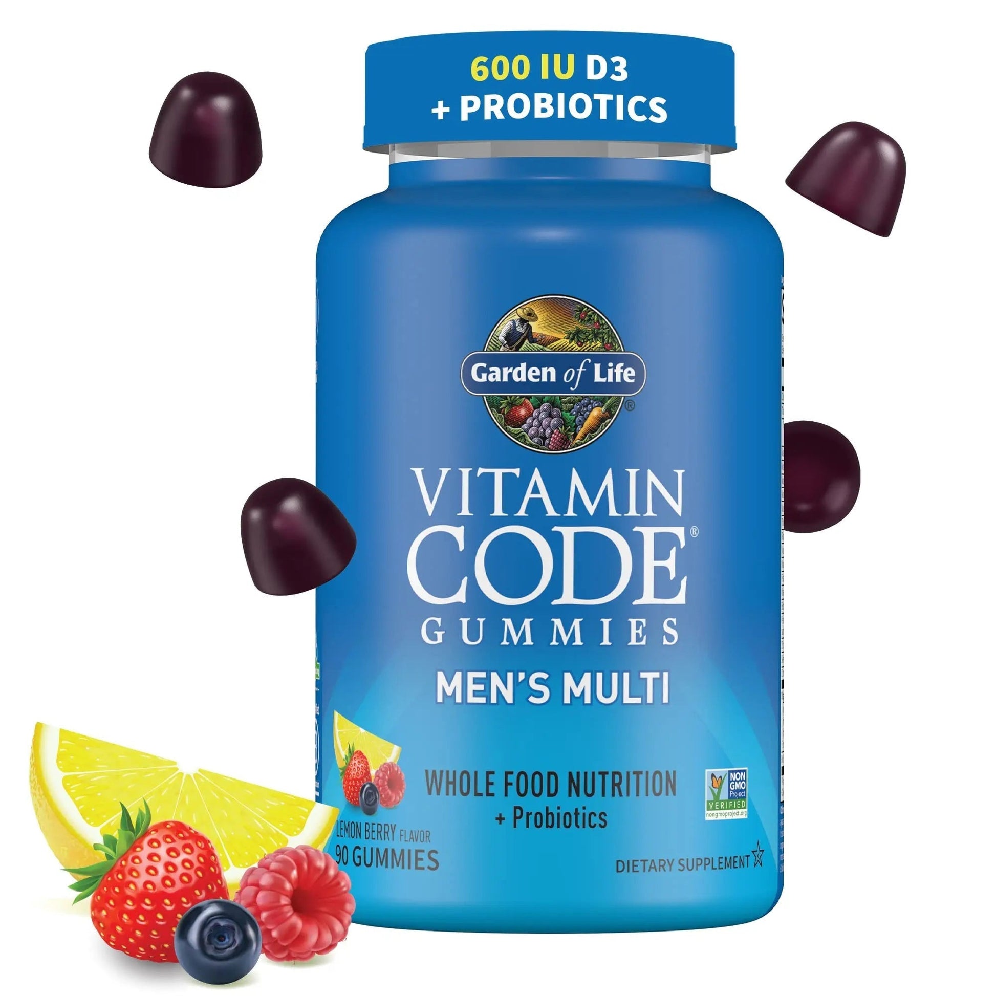 Men’s Multivitamin Gummy: Vitamins C, D, E, B & Zinc for Energy, Stamina & Stress, Probiotics for Digestive & Immune Health, Vitamin Code Garden of LifeAu supplements