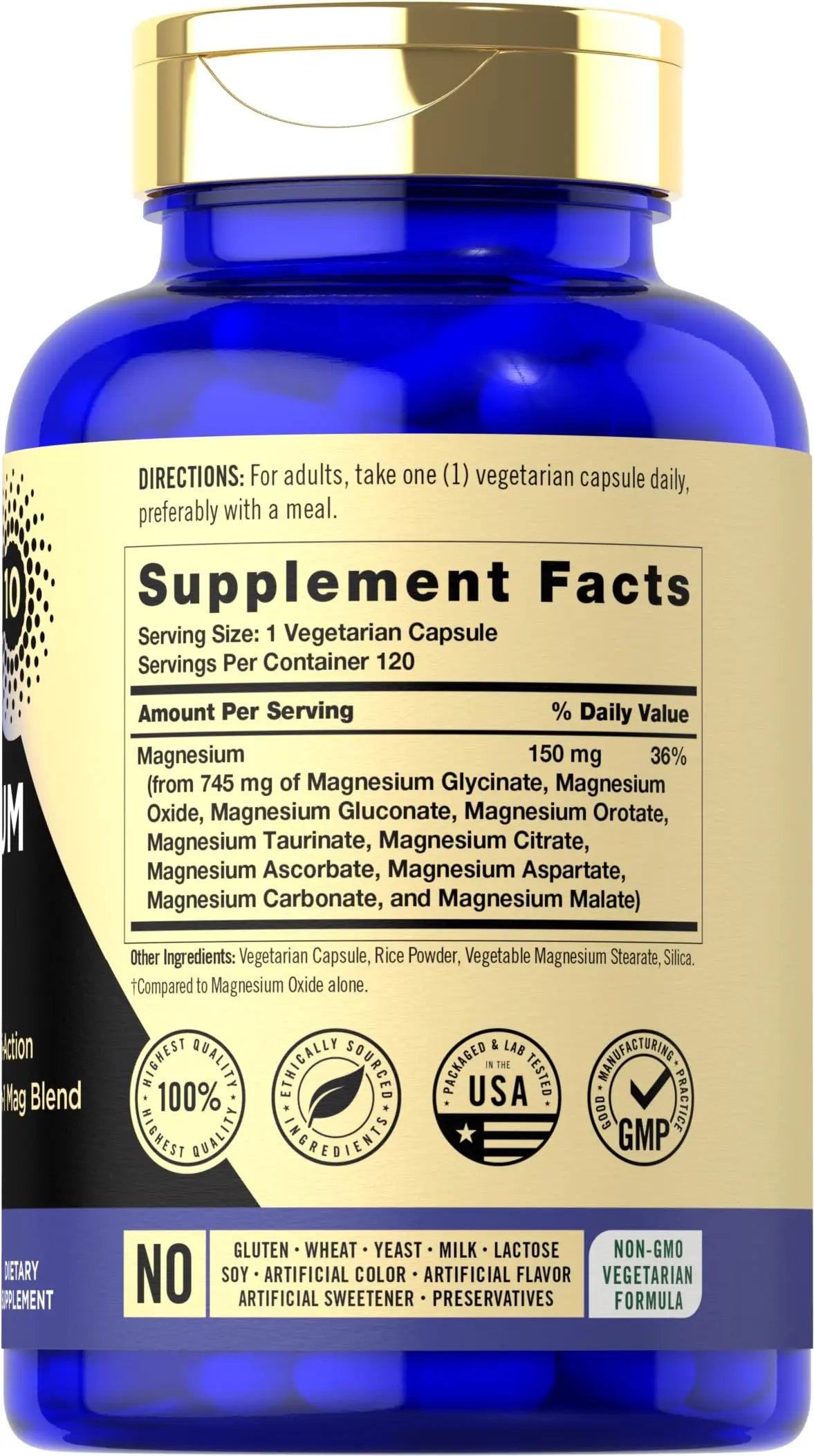 Magfusion-10 Magnesium Complex Supplement 745mg | 120 Capsules | 10 in 1 Blend | Vegetarian, Non-GMO, Gluten Free Magfusion-10nz supplements