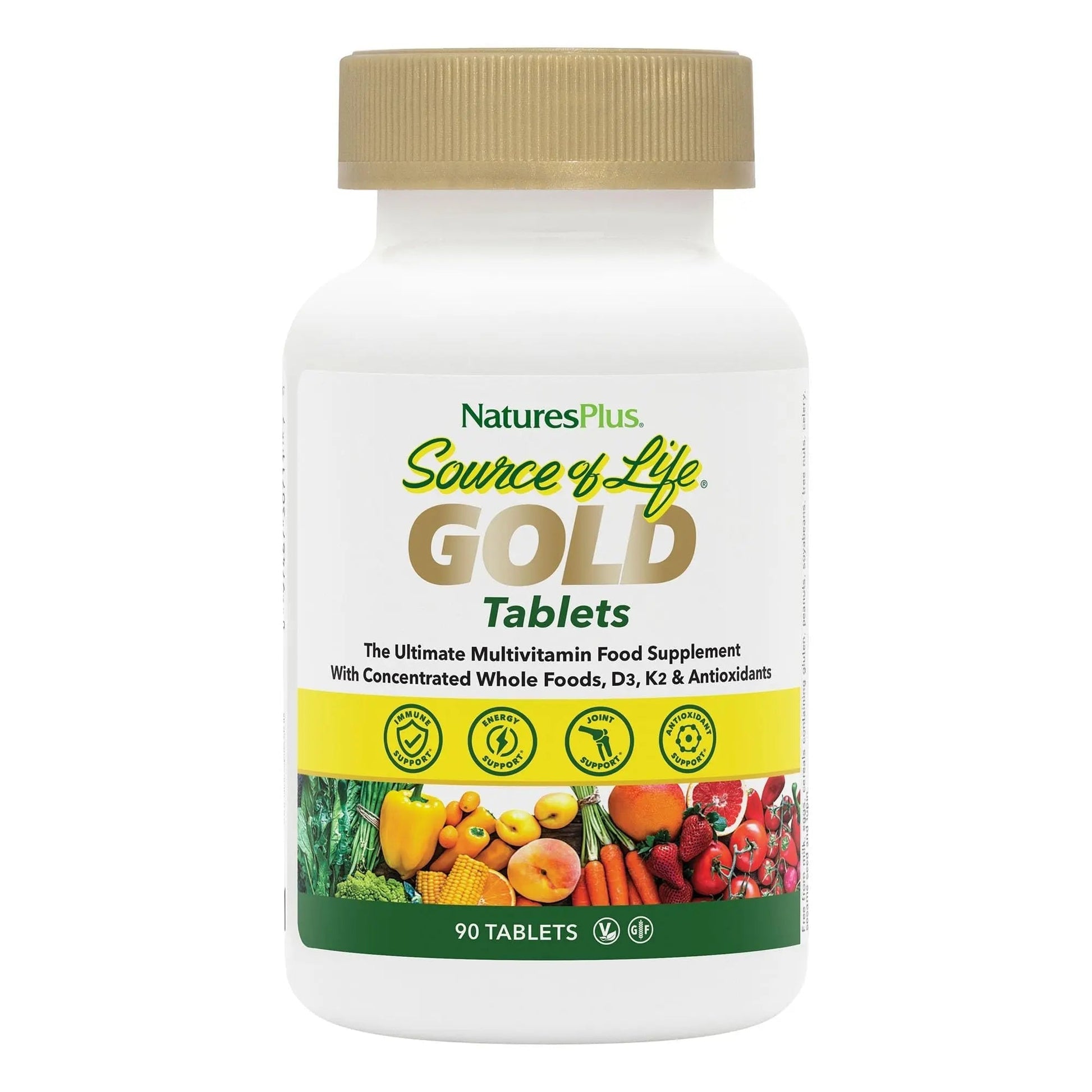NaturesPlus Source of Life Gold Multivitamin - 90 Tablets - with Vitamins D3, B12 & K2 - Blood, Bone & Immune Support Aus HealthcareAu supplements
