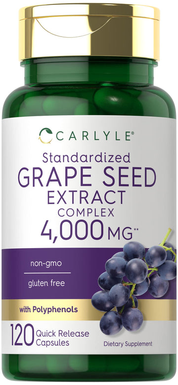 Carlyle Grape Seed Extract 4,000mg | 120 Quick Release Capsules | Standardized Extract CarlyleAu supplements
