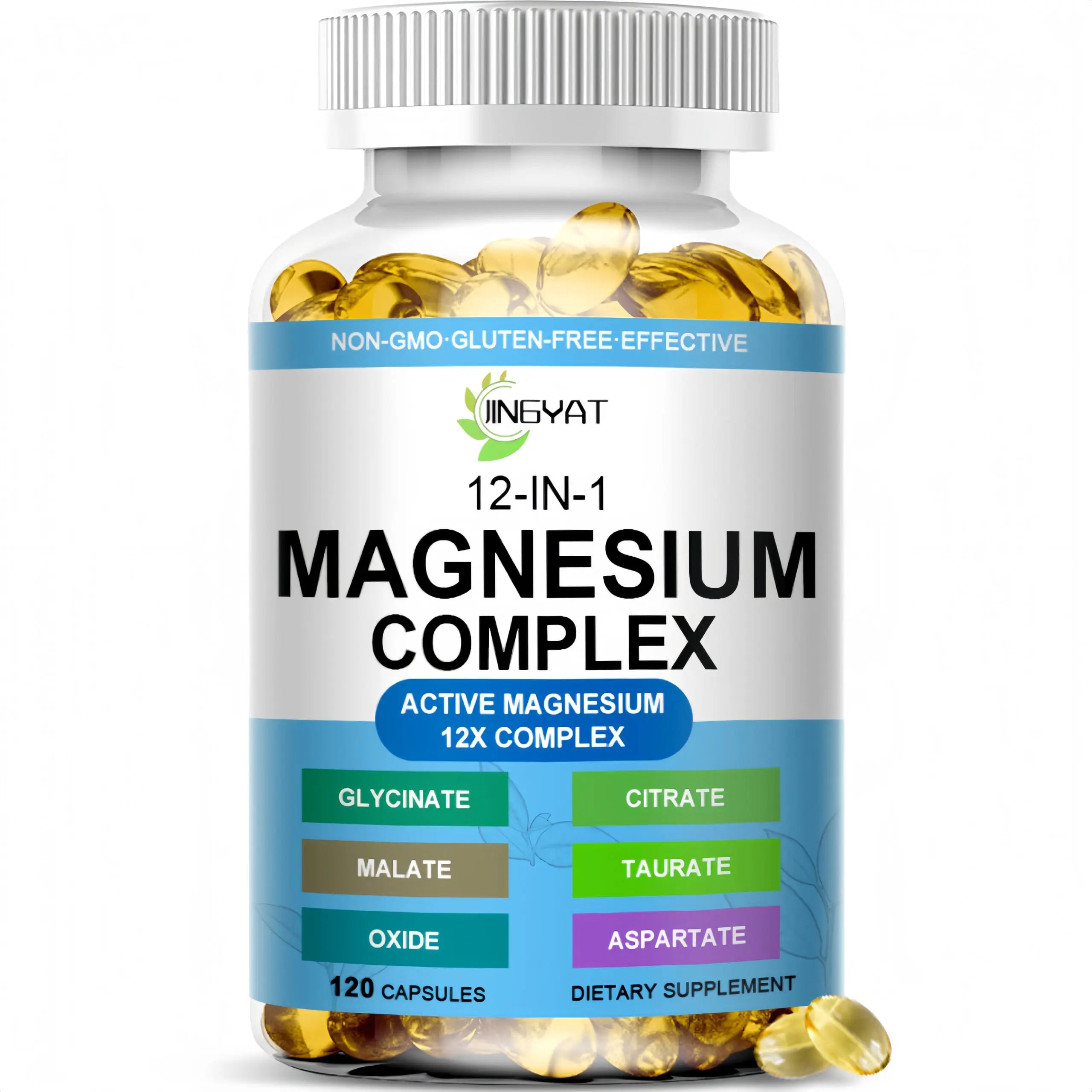 Magnesium Complex Softgels - 12-in-1 Magnesium Supplement with Glycinate,Citrate,Malate,Oxide,Taurate - High Absorption Magnesium Complex for Women & Men for Muscle, Heart, Sleep, Bone, Nerve Support JINGYATAu supplements