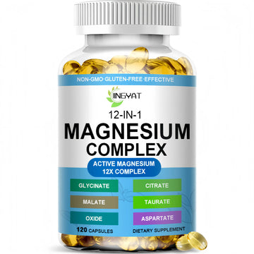 Magnesium Complex Softgels - 12-in-1 Magnesium Supplement with Glycinate,Citrate,Malate,Oxide,Taurate - High Absorption Magnesium Complex for Women & Men for Muscle, Heart, Sleep, Bone, Nerve Support JINGYATAu supplements