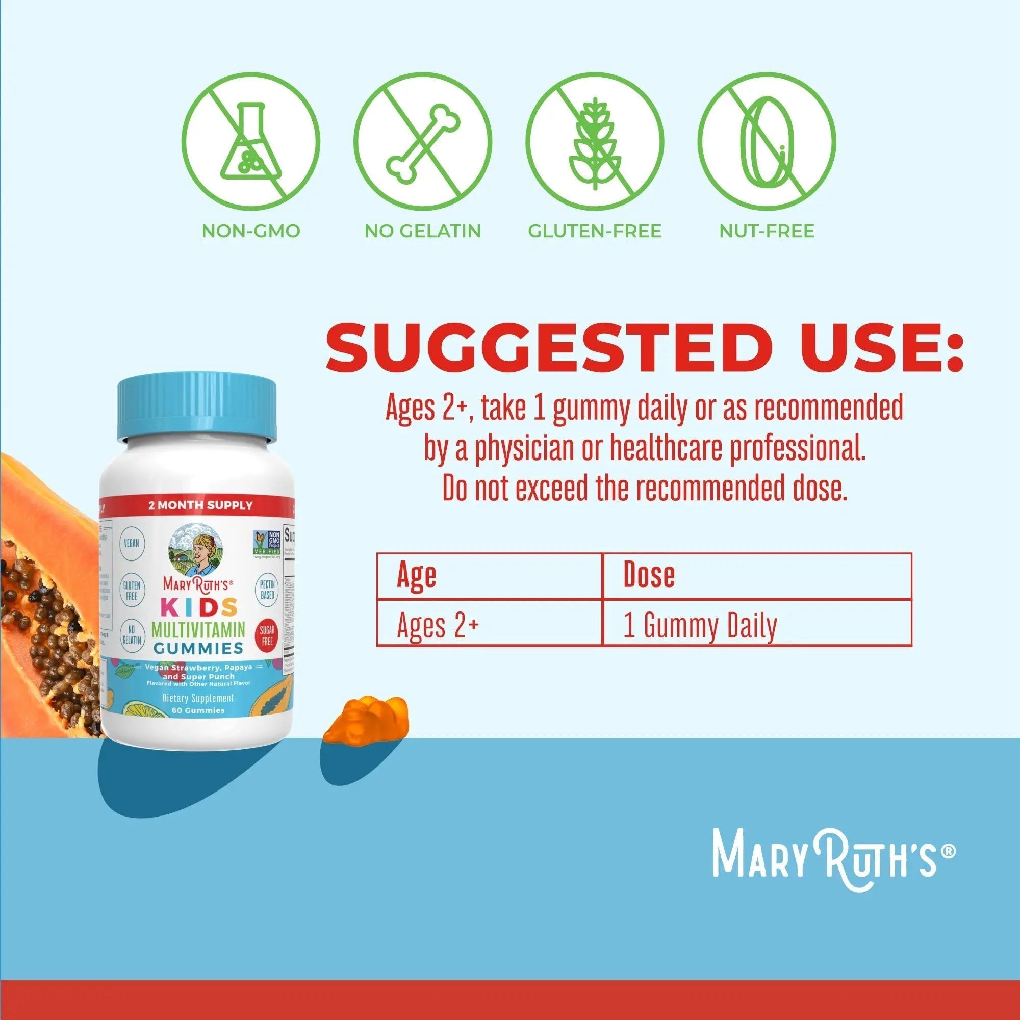 MaryRuth Organics Multivitamin and Probiotic Gummies (Strawberry) for Kids | Clean Label Project Verified® | Vitamins for Gut Health MARYRUTH'SAu supplements