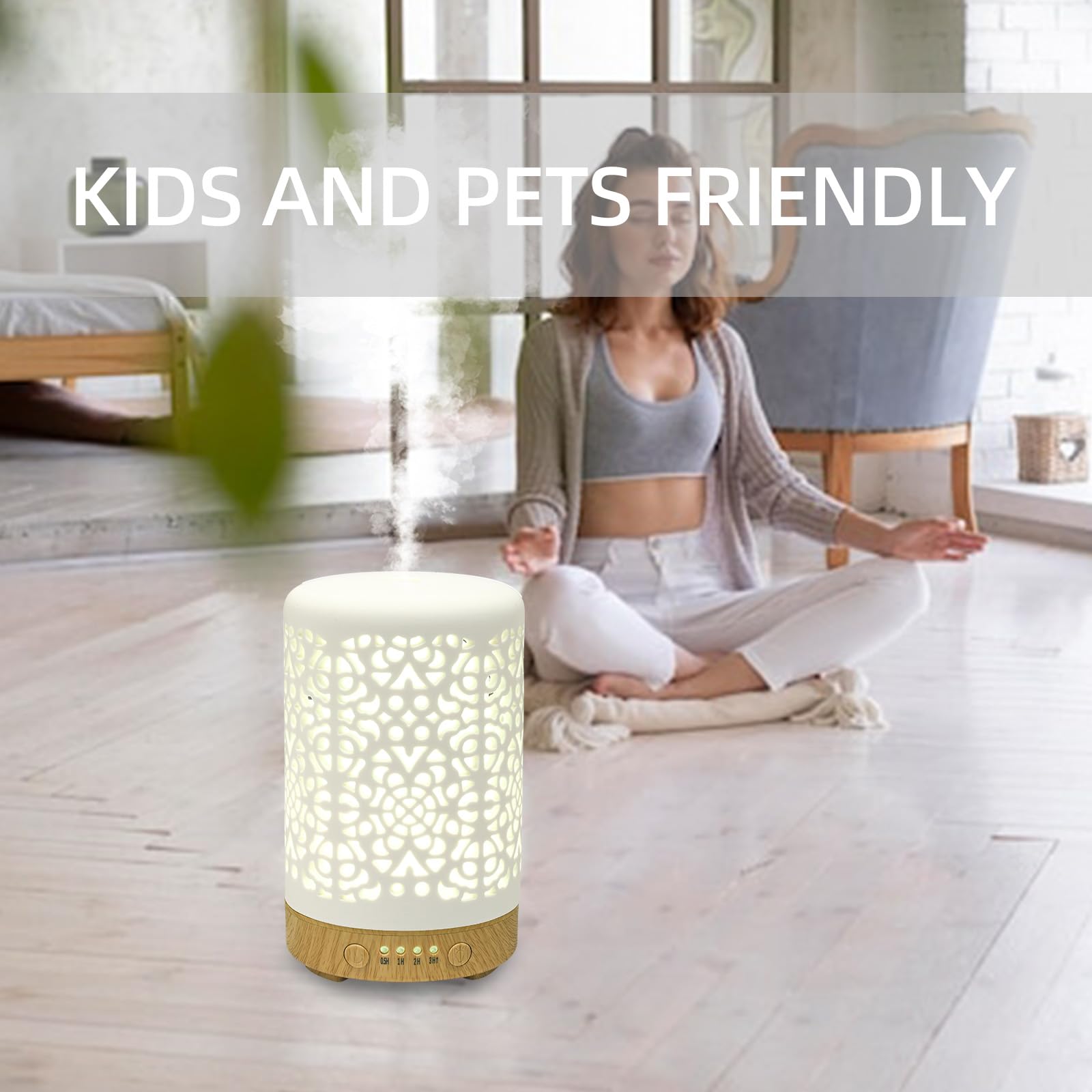 Essential Oil Diffusers, 100ml White Ceramic Diffuser with 7 LED Lights,Ultrasonic Aromatherapy homnasAu supplements