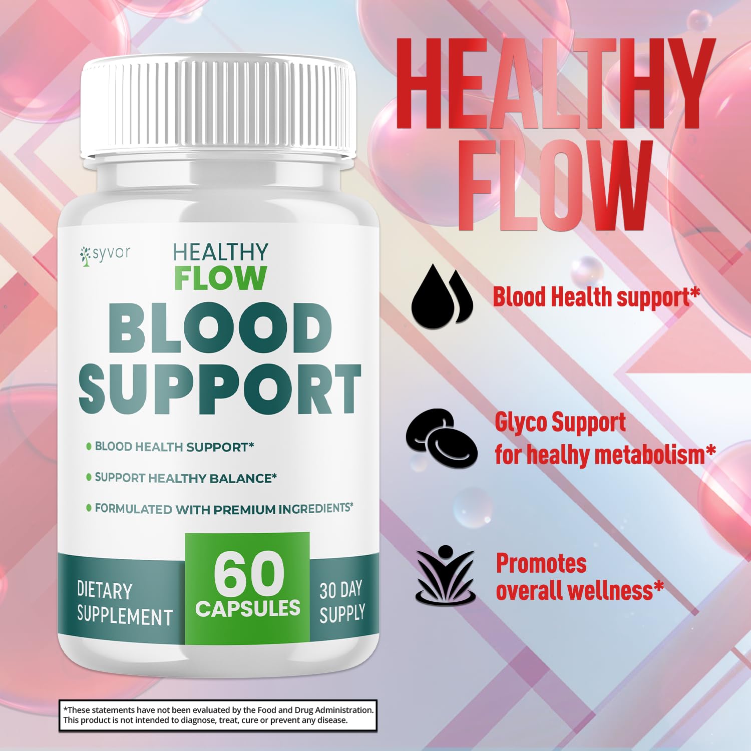 (2 Pack) Healthy Flow Blood Support Capsules, Official Healthy Flow Blood Support Pills with All Natural Ingredients, Advanced Formula Supplement with Premium Vitamins for Men & Women (120 Capsules) SyvorAu supplements