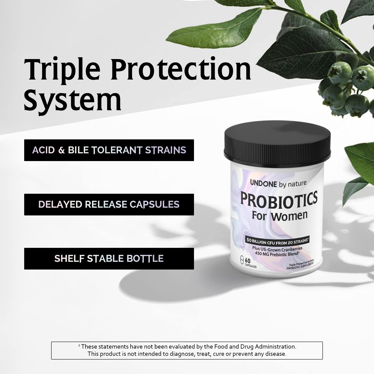 Undone By Nature Probiotic for Women, 50 Billion CFU Women's Probiotics with Prebiotics Undone By NatureAu supplements
