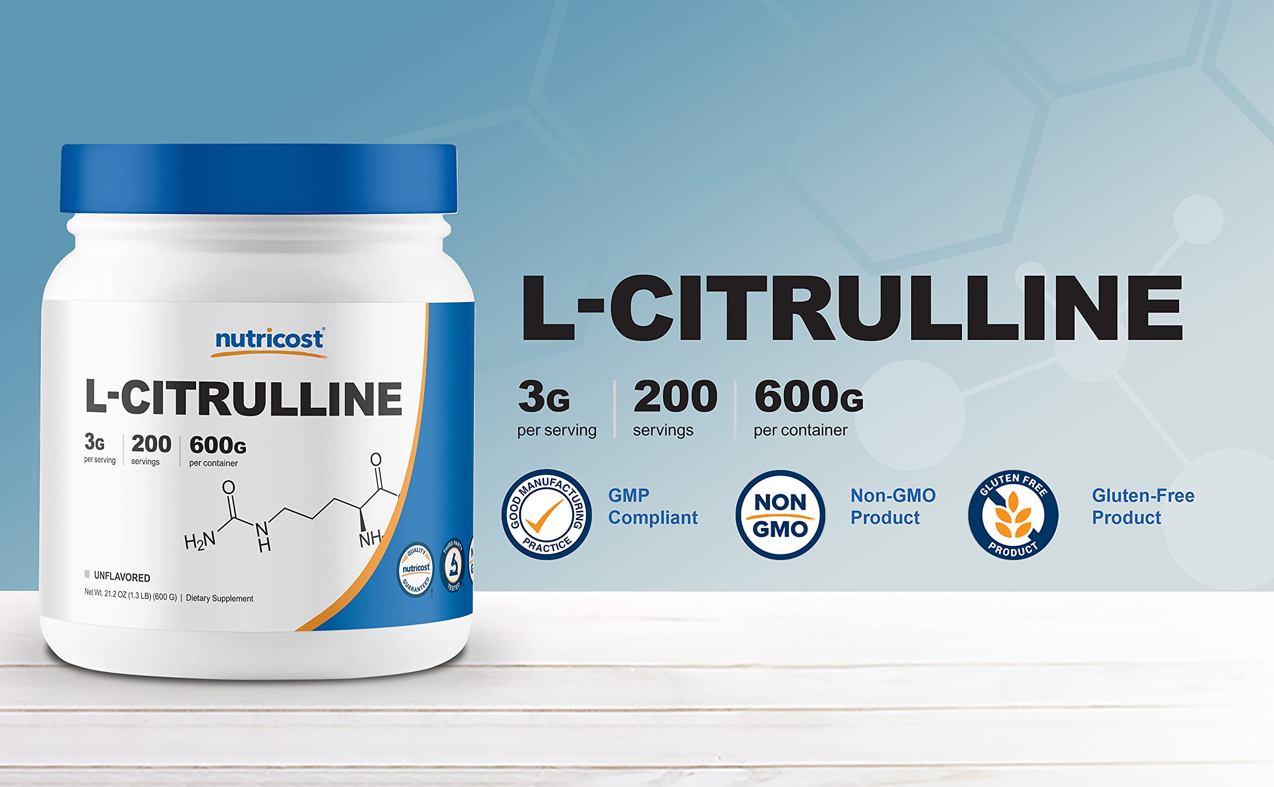 Nutricost Pure L-Citrulline (Base) Powder (600 Grams) NutricostAu supplements
