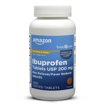 Amazon Basic Care Ibuprofen Tablets, Fever Reducer and Pain Relief from Body Aches, Headache, Arthritis Pain and More, 1000 Count Amazon Basic CareAu supplements