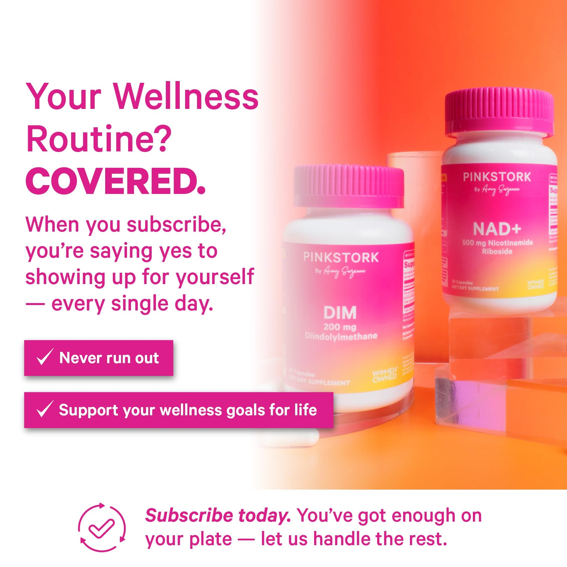 Pink Stork NAD+ Supplement for Women | 500mg Nicotinamide Riboside NR | Clinically-Studied Pure NMN Powder | Brain + Cognitive Support |Energy, Skin Essentials Over 30 | 1 Month Supply Pink StorkAu supplements