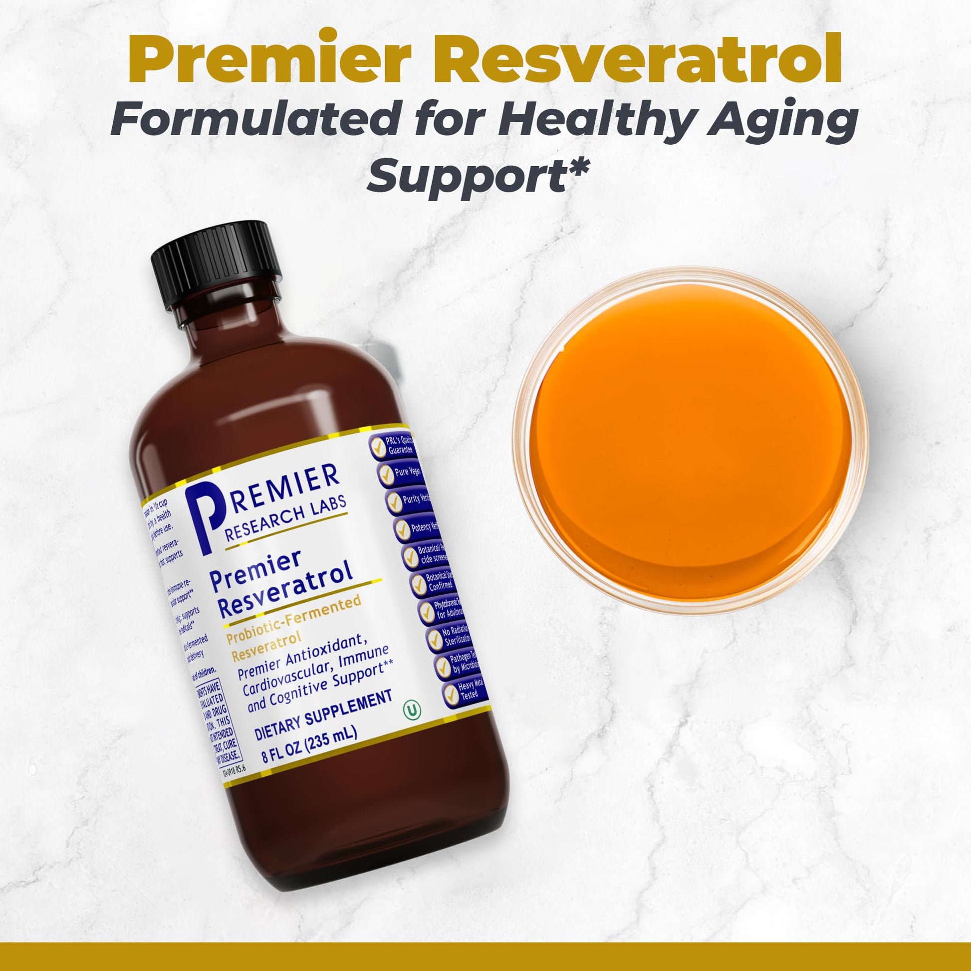 Premier Research Labs Resveratrol - Resveratrol Liquid Supplement, Trans Resveratrol, Antioxidant Support for Heart Health & Blood Flow, Aging Support, 180 mg Per Teaspoon - 8 Fl Oz Premier Research LabsAu supplements