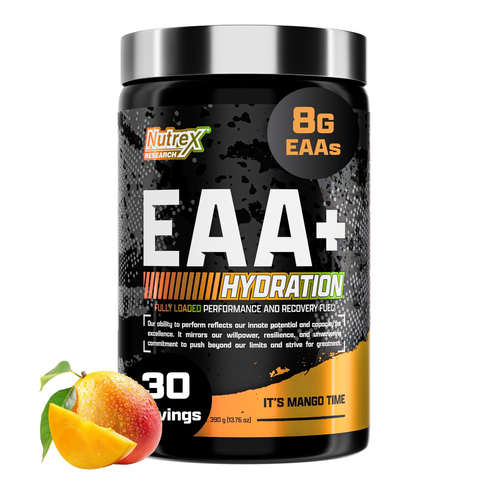Nutrex Research EAA Hydration | EAAs + BCAA Powder | Muscle Recovery, Strength, Muscle Building, Endurance | 8G Essential Amino Acids + Electrolytes | 30 Servings It's Mango Time Nutrex ResearchAu supplements