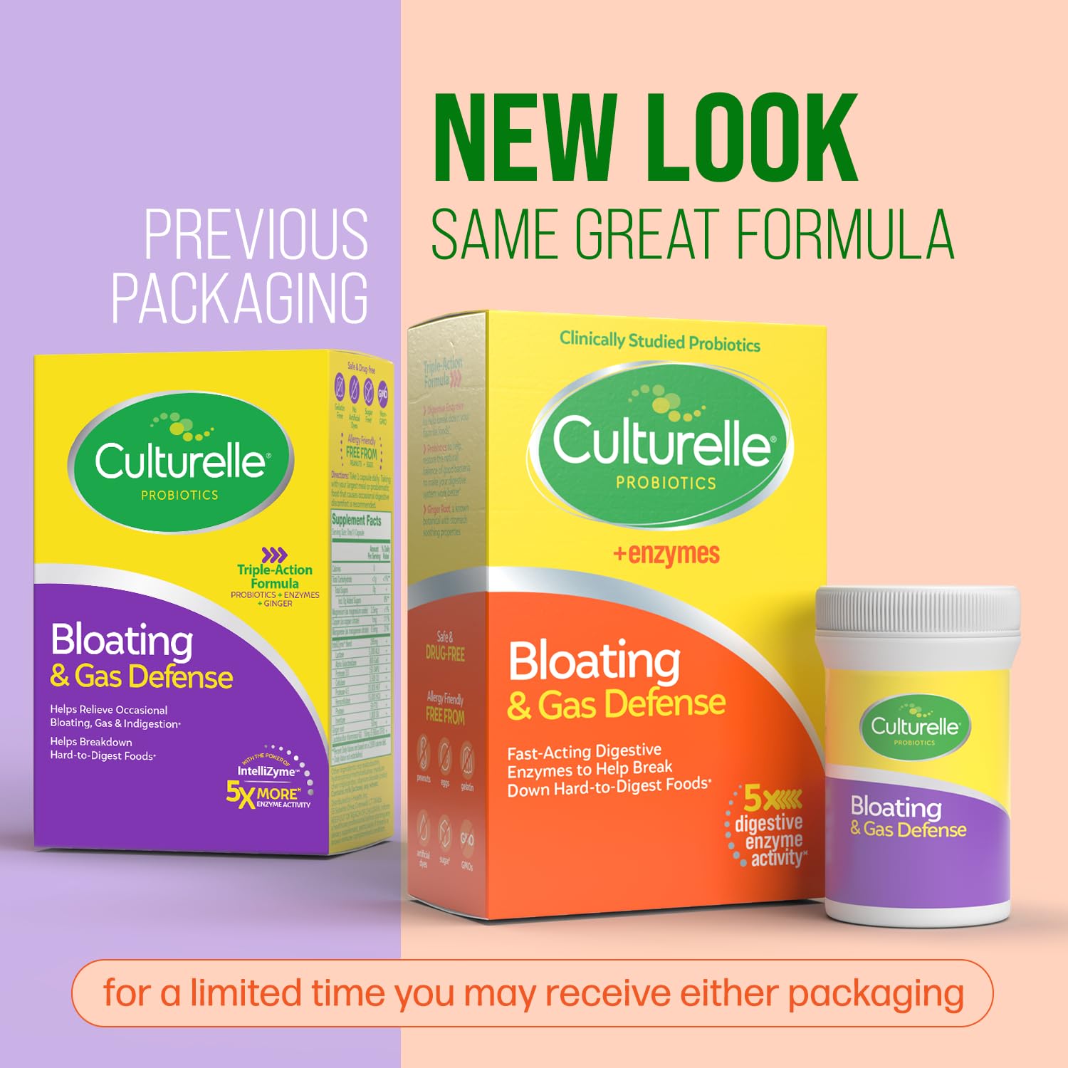 Culturelle Bloating & Gas Defense, Digestive Enzymes & Probiotics for Digestive Health, 30 Capsules, Supports Occasional Indigestion & Discomfort CulturelleAu supplements