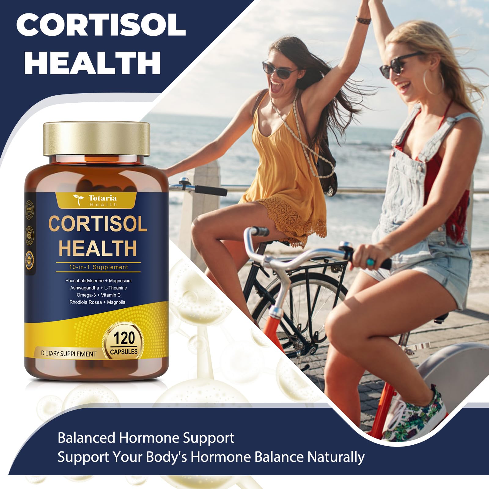 Totaria Cortisol Supplement with Ashwagandha,Magnesium,Rhodiola Rosea,L Theanine,Hormone Balance for Women 120 Vegan Capsules (Pack of 1) TotariaAu supplements