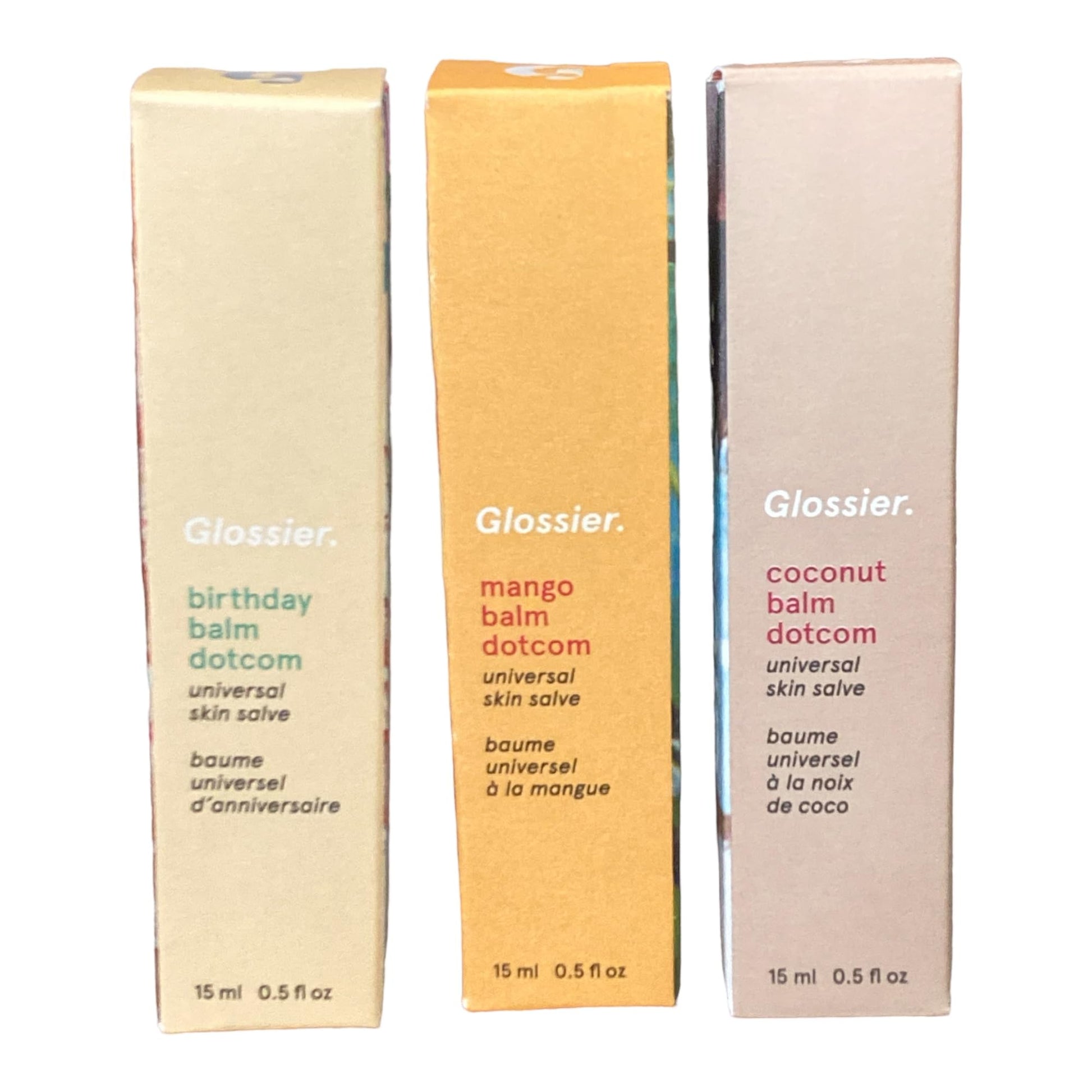 Glossier Balm Dotcom Trio Mango, Birthday, Coconut Size: 0.5 fl oz / 15 ml GlossierAu supplements