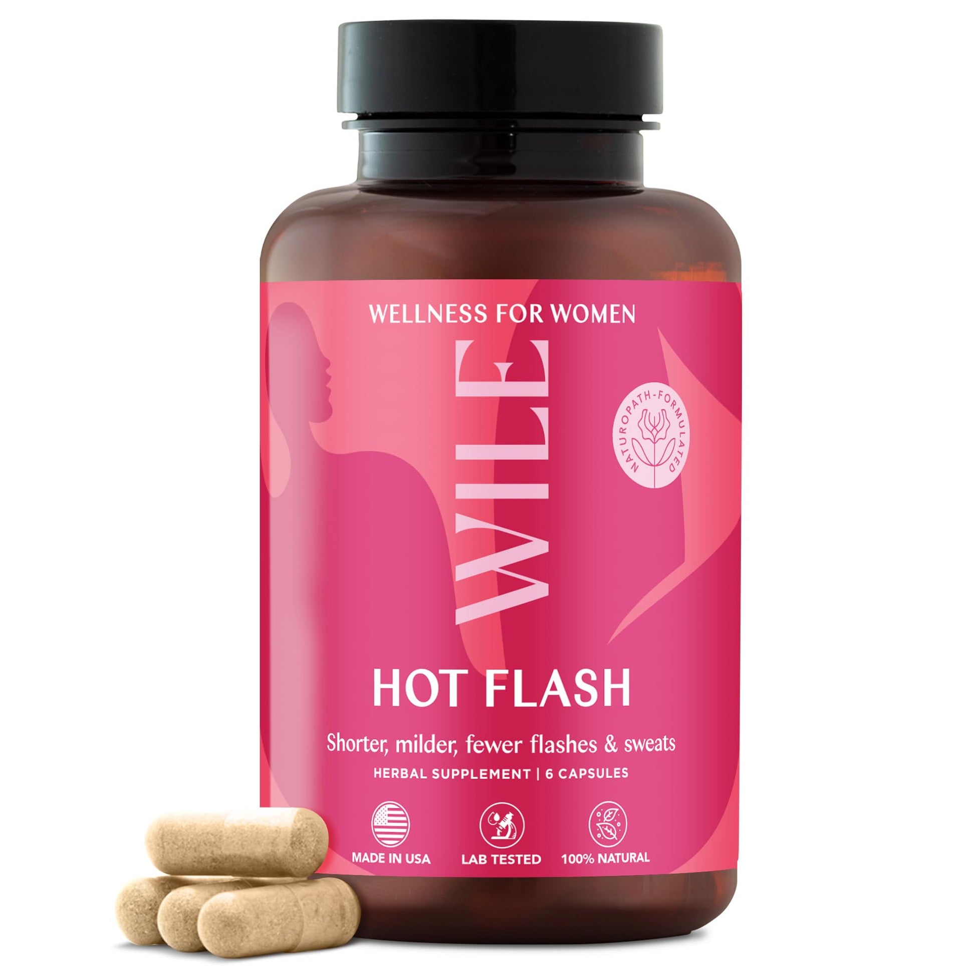 WILE Menopause and Perimenopause Supplements for Women - Hot Flashes and Night Sweats Relief with Kudzu Root - Premenopause Support for Stress, Hot Flash, Hormone Balance & Restful Sleep, 30 Servings WILEAu supplements