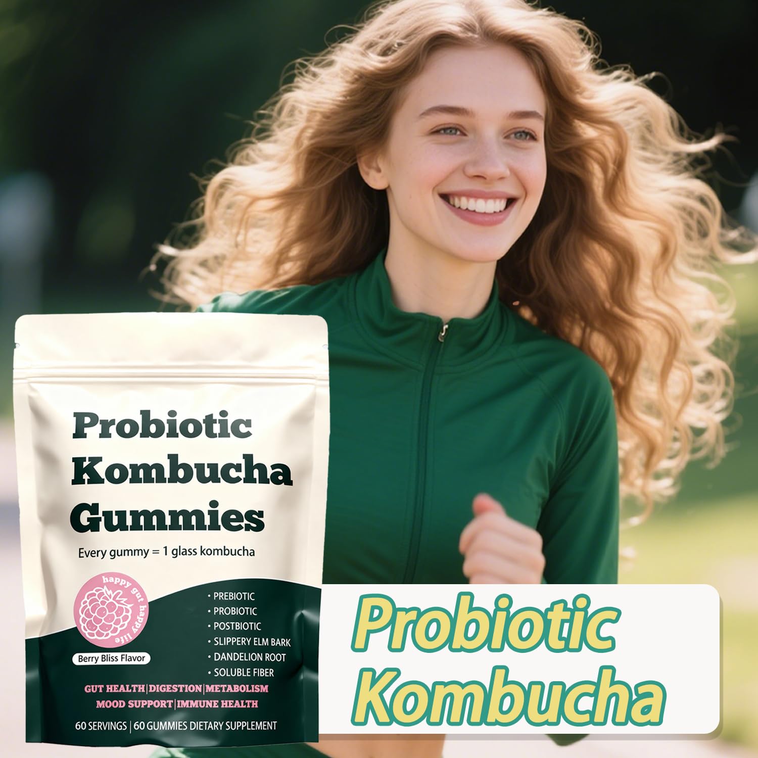 Glo Vous Probiotic Kombucha Gummies – 60 Gummies, with Prebiotics, Postbiotics & Fiber,Includes Slippery Elm, Dandelion Root & MCT Oil,Supports Digestive Health, Bloating Relief & Gut Support Glo VousAu supplements