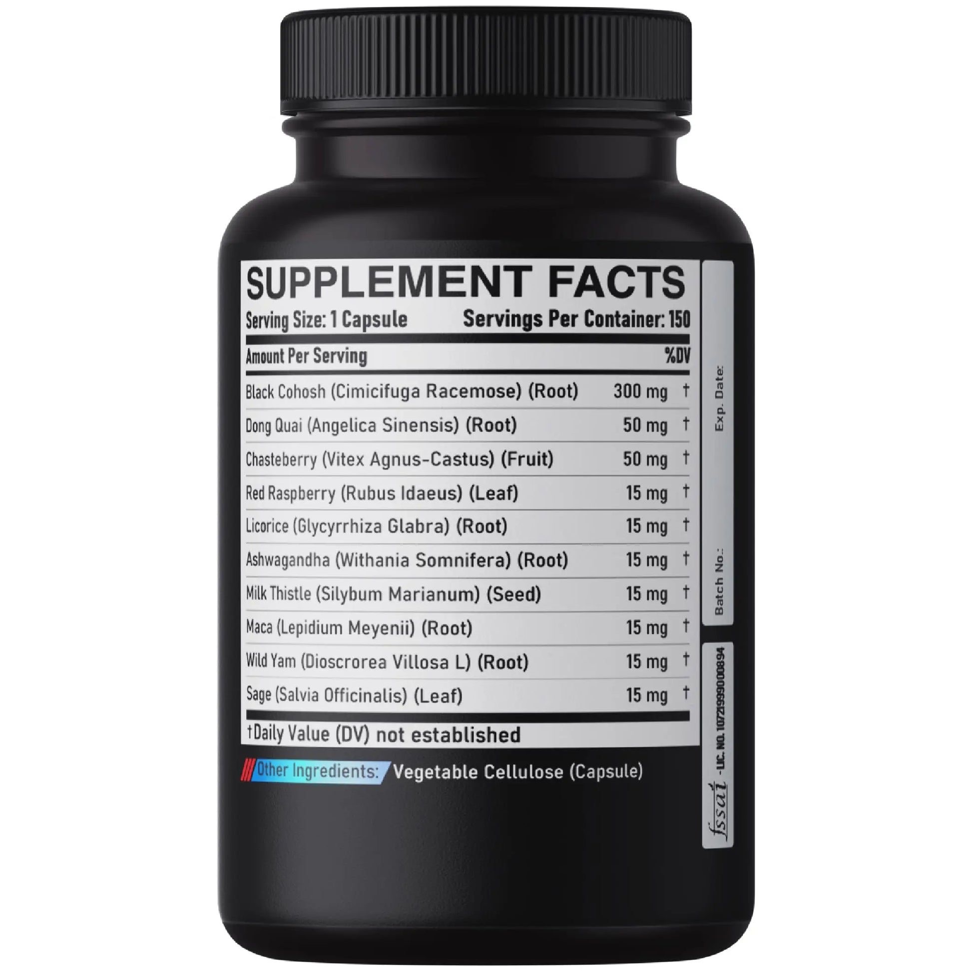 DEDICAD 12in1 Black Cohosh 5-Month Supply for Menopause Support Supplement with Dong Quai, Chasteberry, Red Raspberry, Licorice, Wild Yam & More - 150 Capsules DEDICADnz supplements
