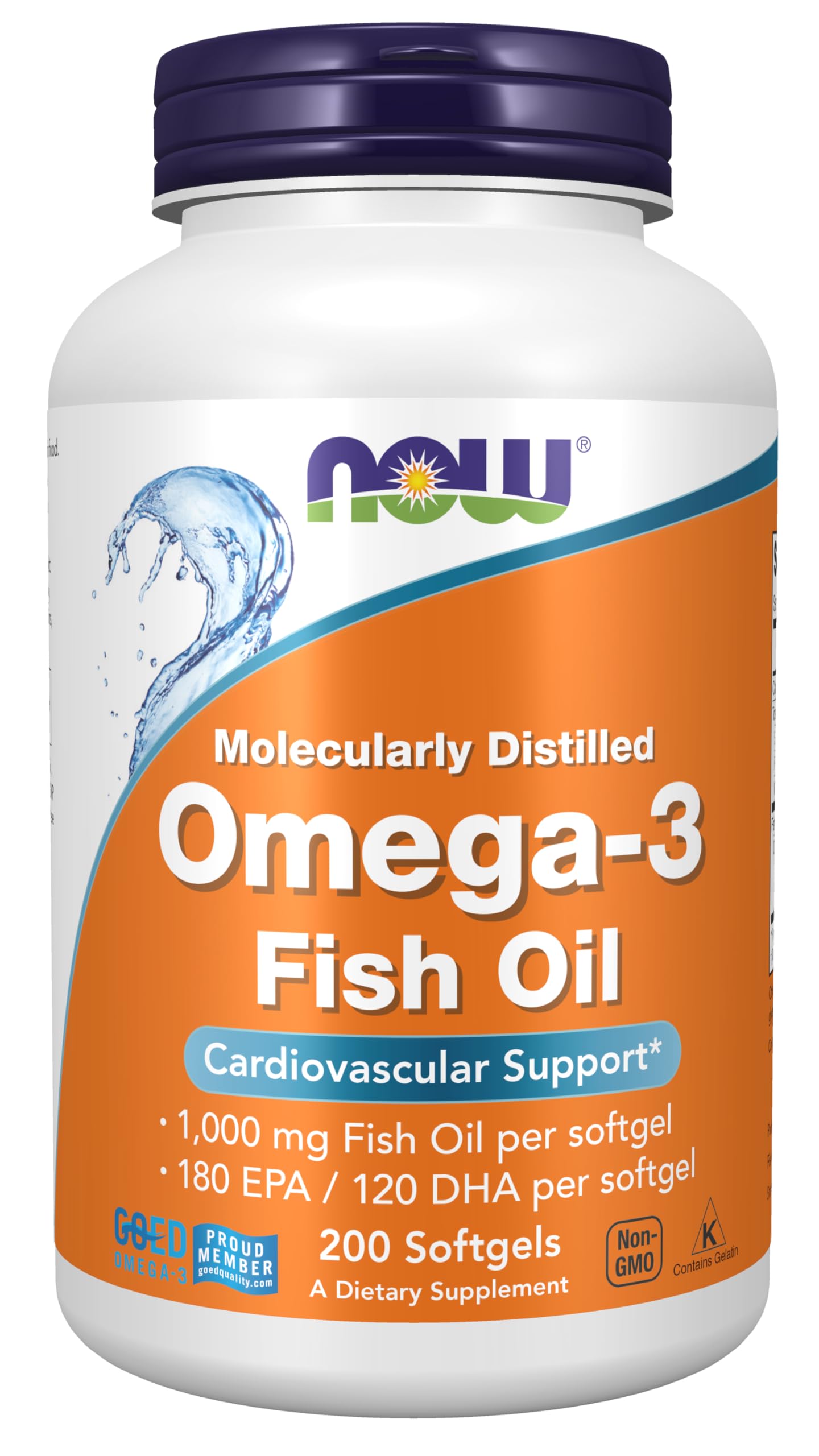 NOW Foods Supplements, Omega-3 180 EPA / 120 DHA, Molecularly Distilled, Cardiovascular Support*, 200 Softgels NOW FoodsAu supplements