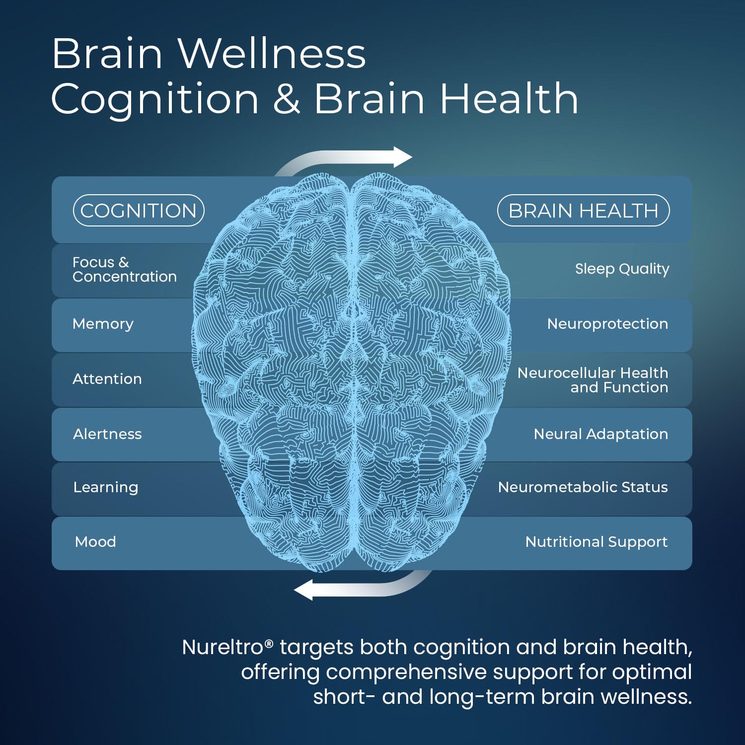 Nureltro All-in-One Nootropic Brain Supplement for Adults and Seniors w/Shoden® Ashwagandha | Supports Memory, Focus, Mood, Mental Clarity, and Brain Health - Caffeine-Free (120 Capsules) NureltroAu supplements