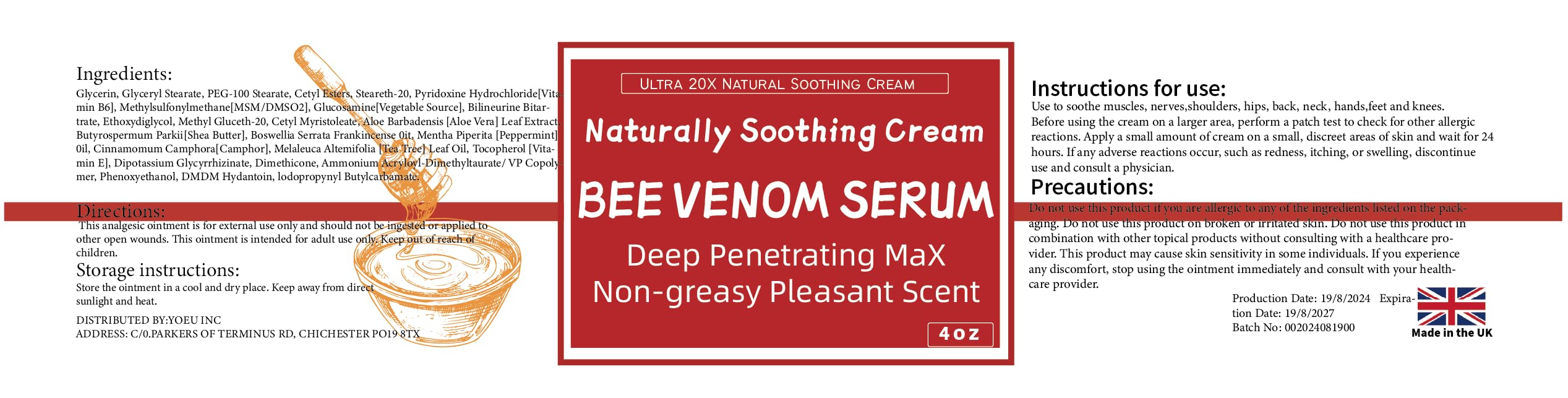 AEROMAXX Bee Venom Muscle & Joint Cream, 10X Ultra Strength Care Ointment, Natural Organic Formula, for Shoulder, Back, Neck, Hands, Knuckles, Elbows, Feet, Leg, Knees, Ankle, Adults, Seniors AEROMAXXAu supplements