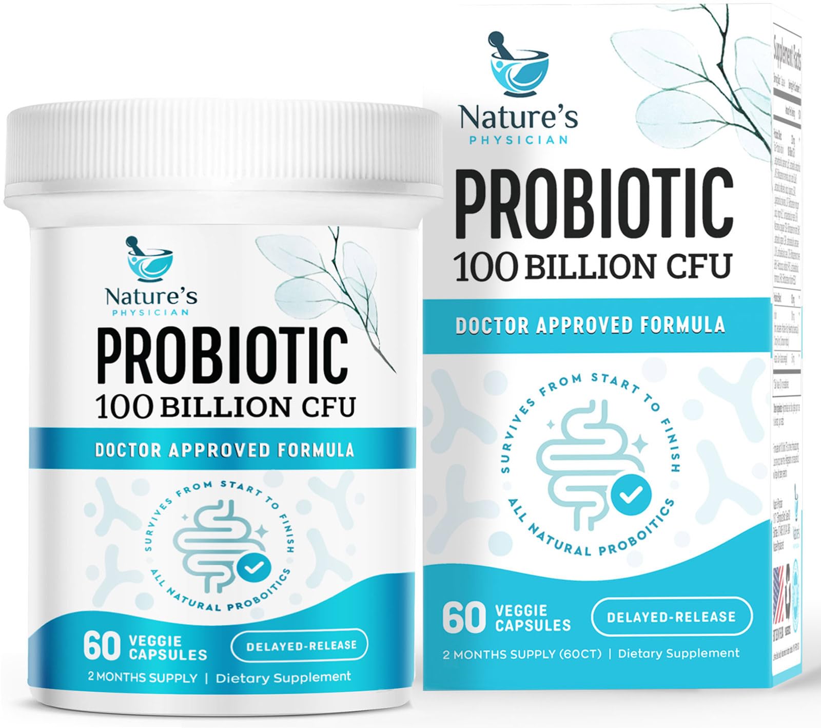 Nature's Physician Probiotics - 100 Billion CFU - 16 Strains + Prebiotics - Best Probiotic Supplement for Women & Men - Supports Immune, Digestive Health, Occasional Constipation & Gas - 60 Capsules Nature's PhysicianAu supplements