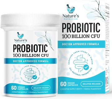 Nature's Physician Probiotics - 100 Billion CFU - 16 Strains + Prebiotics - Best Probiotic Supplement for Women & Men - Supports Immune, Digestive Health, Occasional Constipation & Gas - 60 Capsules Nature's PhysicianAu supplements