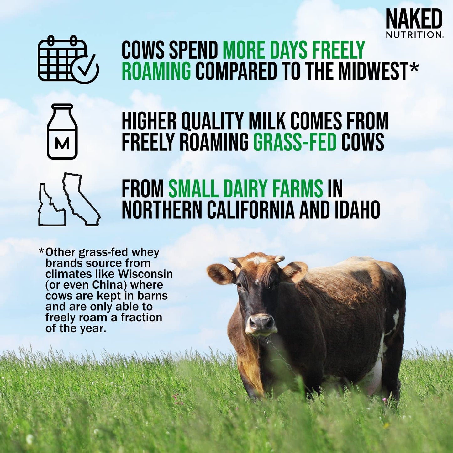 NAKED WHEY 5LB 100% Grass Fed Unflavored Whey Protein Powder - US Farms NAKEDUS supplements