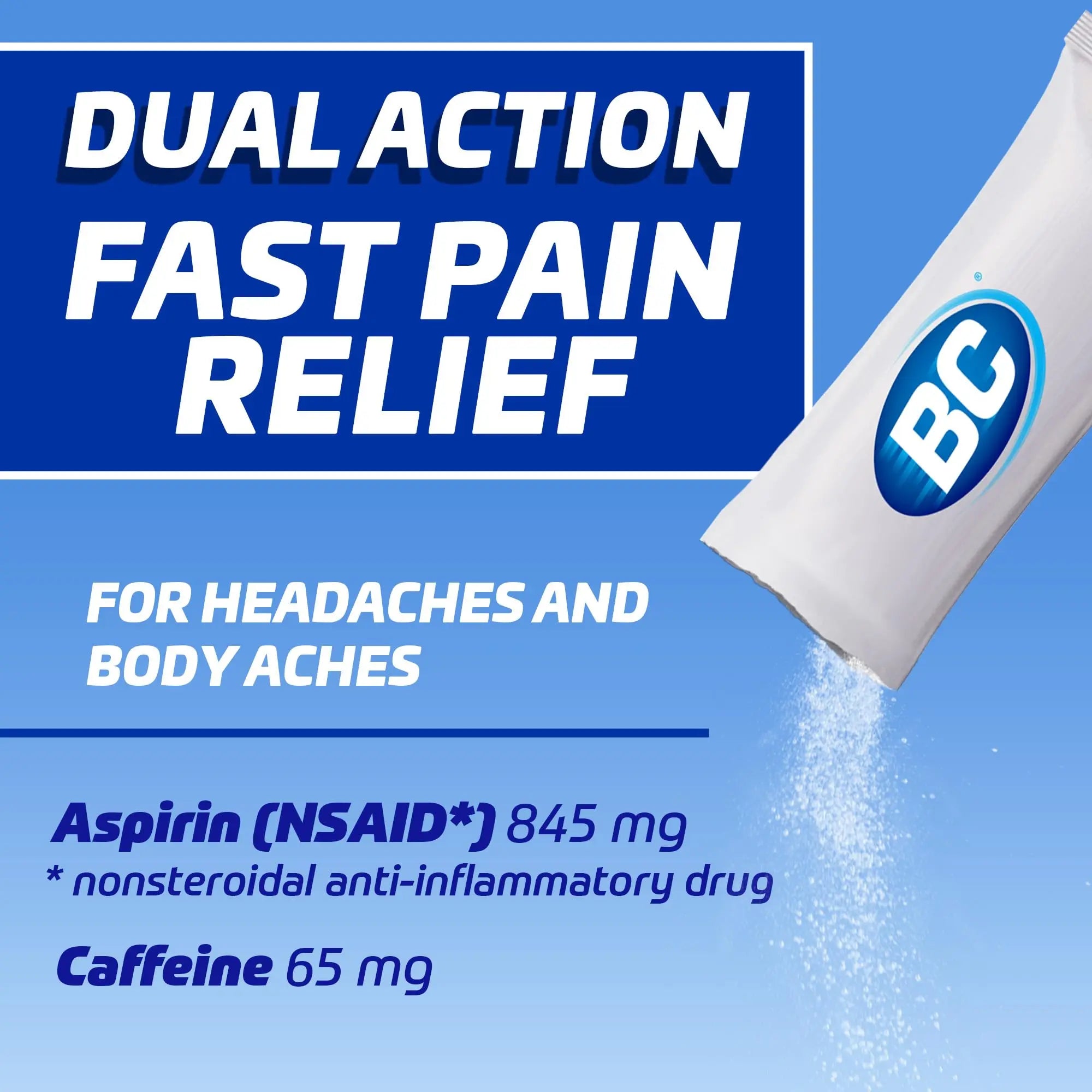 BC Original Headache Relief Powder, Dual-Action Aspirin & Caffeine Dissolve Packs, to Relieve Body Aches, Toothaches & Menstrual Cramps, 50 Count BCAu supplements