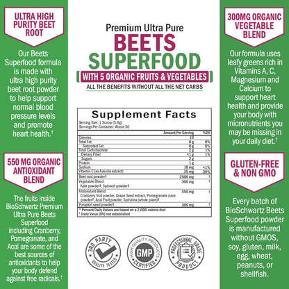 Beet Root Powder - Beets Superfood Supplement with Vitamin C Plus Organic Antioxidant BioSchwartzUS supplements