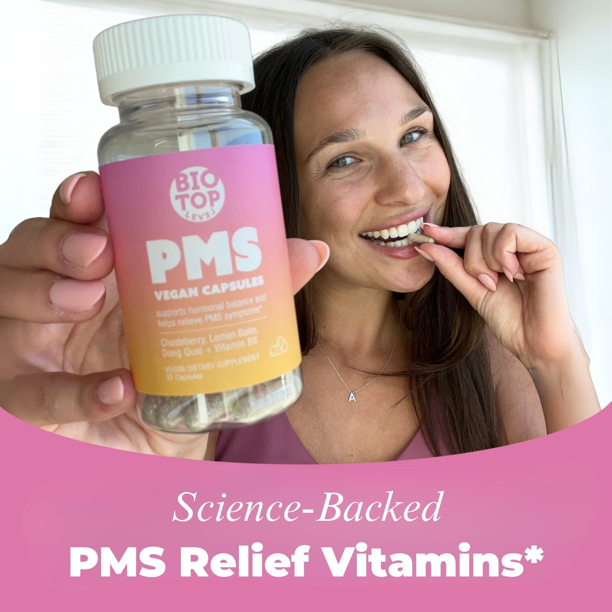 BIOTOPLEVEL PMS Support Supplement for Women & PMS Relief, Hormone Balance & Menstrual Period Relief for Cramps, Bloating & Mood Swings with Chasteberry, Vitamin B6, Lemon Balm, Dong Quai, 30 Count BIOTOPLEVELAu supplements