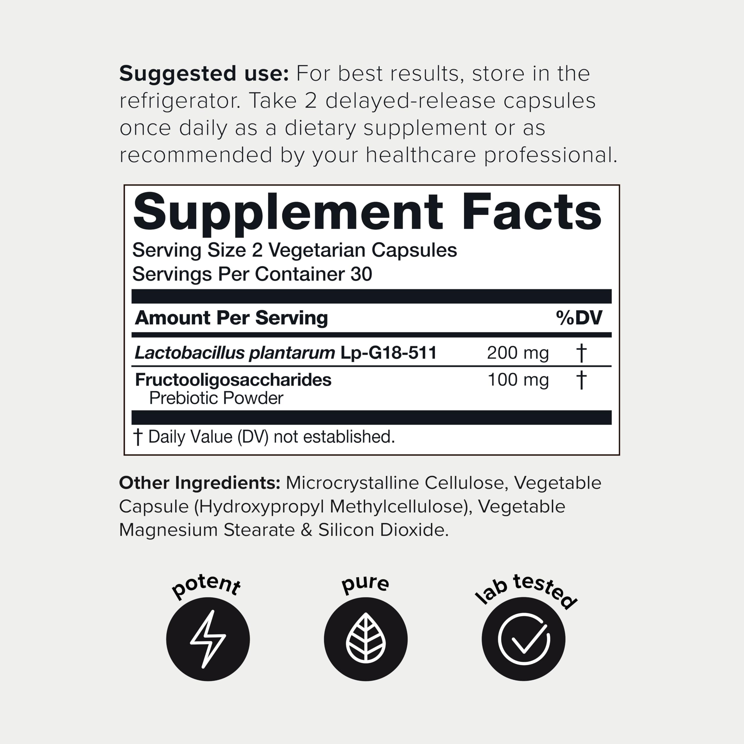 Toniiq Lactobacillus Plantarum – 100 Billion CFU High-Strength Single-Strain Probiotic with FOS – Delayed-Release Veggie Capsules – Third-Party Tested Potency – 60 Capsules ToniiqAu supplements