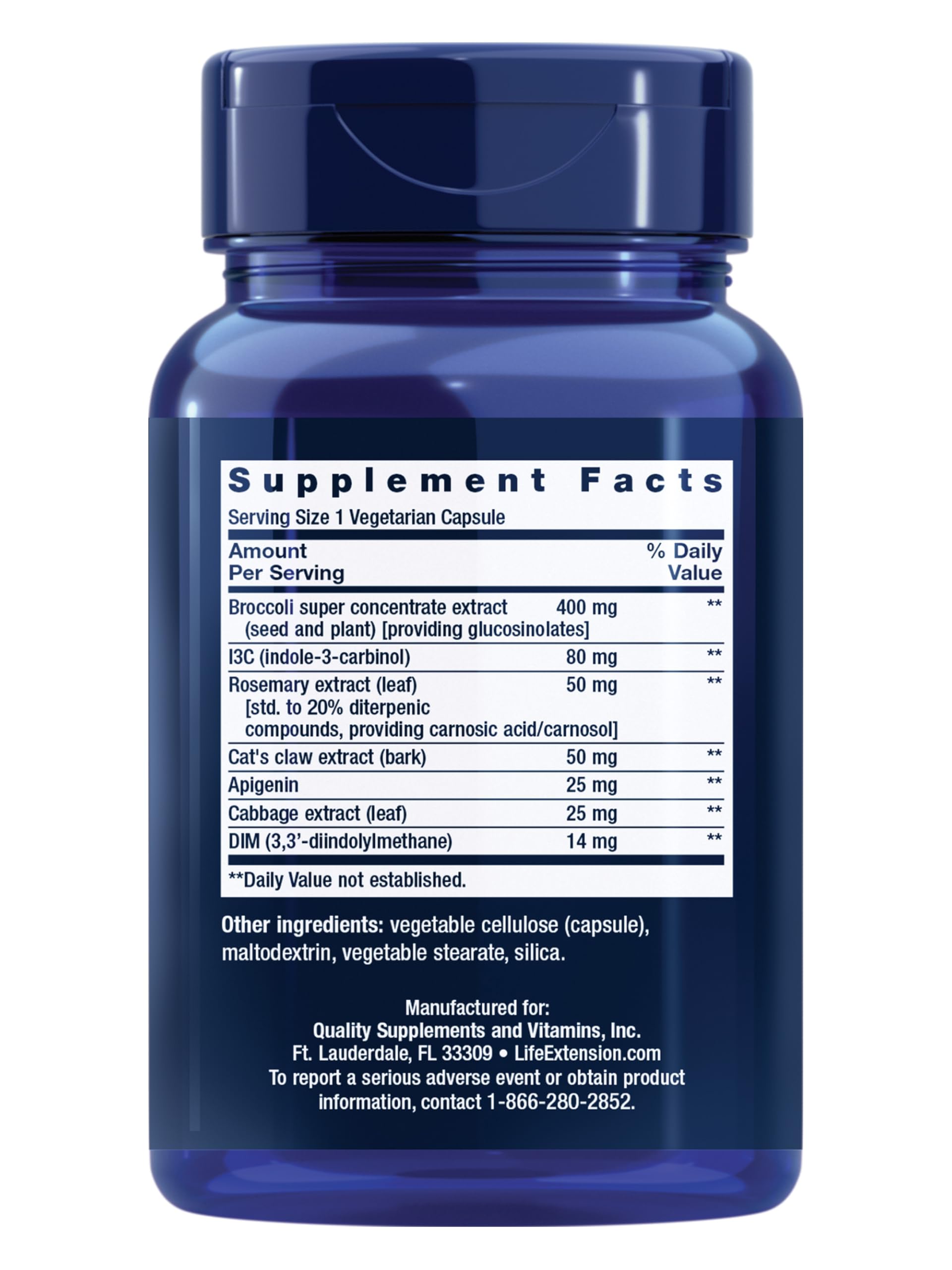 Life Extension Cruciferous Vegetable Extract Blend, Broccoli Extract, I3C, Helps Maintain DNA Health & Already Healthy Hormone Levels, Gluten Free, Non-GMO, Vegetarian, 60 Capsules Life ExtensionAu supplements