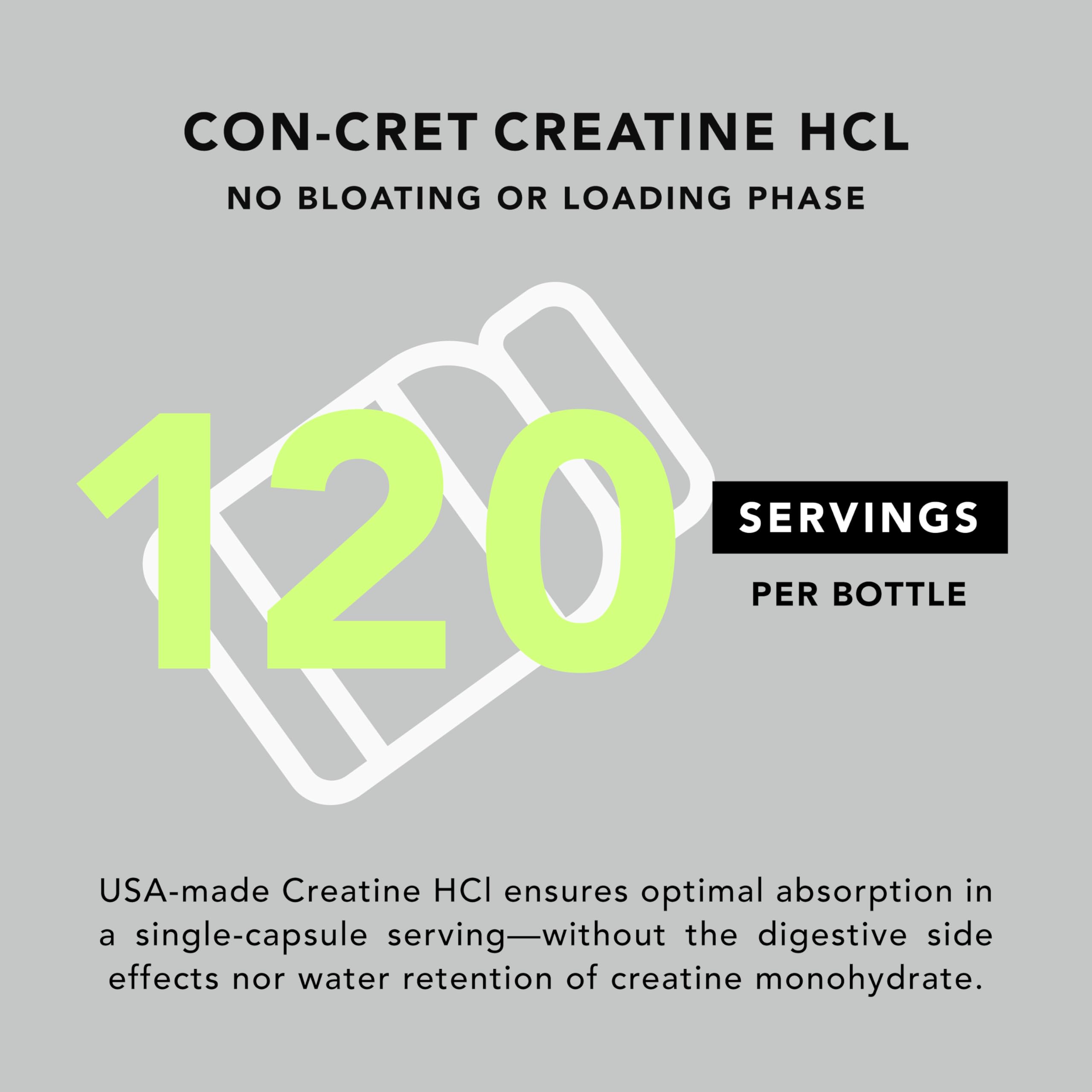 AMANDEAN Creatine HCl Pills. American Made CON-CRET. 120 Capsules. 7X Concentrated vs Monohydrate Powder. No Bloat. Muscle, Energy, Cognitive, Recovery Support for Men & Women. Gluten Free, Non-GMO. AMANDEANAu supplements