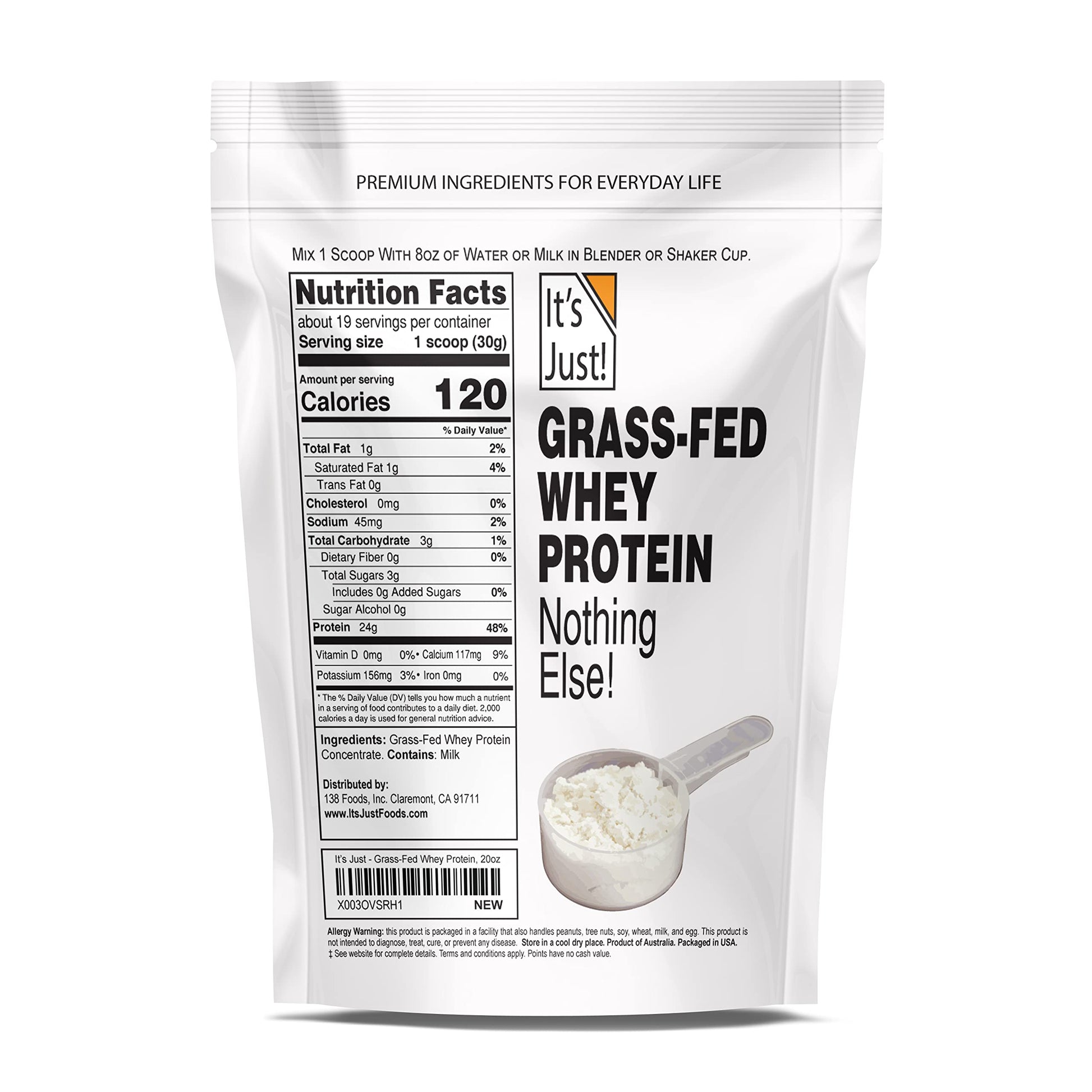 It's Just! - 100% Whey Protein Concentrate, Made in USA, Premium WPC-80, No Added It's Just!US supplements