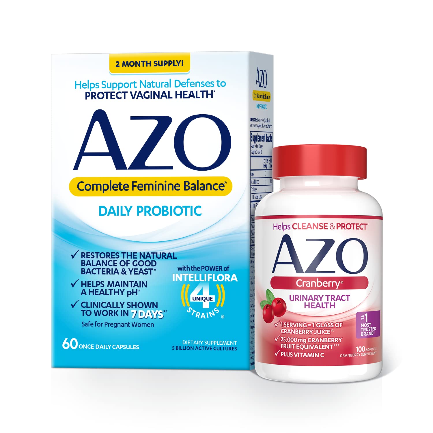 AZO Complete Feminine Balance Daily Probiotics for Women (60 Count) + Cranberry Softgels AZOAu supplements