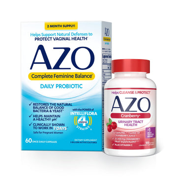 AZO Complete Feminine Balance Daily Probiotics for Women (60 Count) + Cranberry Softgels AZOAu supplements