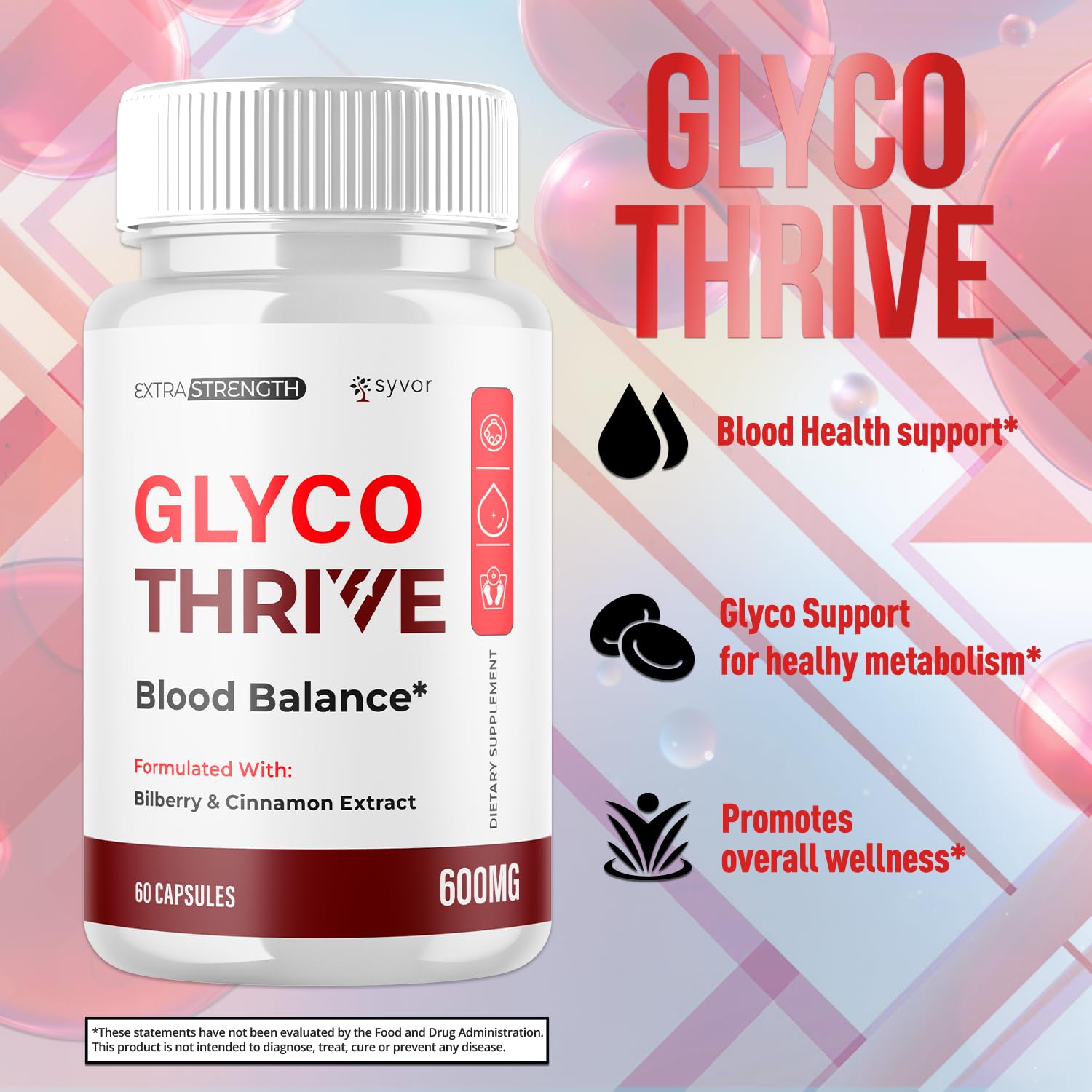(2 Pack) Glyco Thrive Capsules, Official GlycoThrive Glycogen Support Pills with All Natural Ingredients, Advanced Formula Health Supplement with Max Strength Vitamins for Women & Men (120 Capsules) SyvorAu supplements