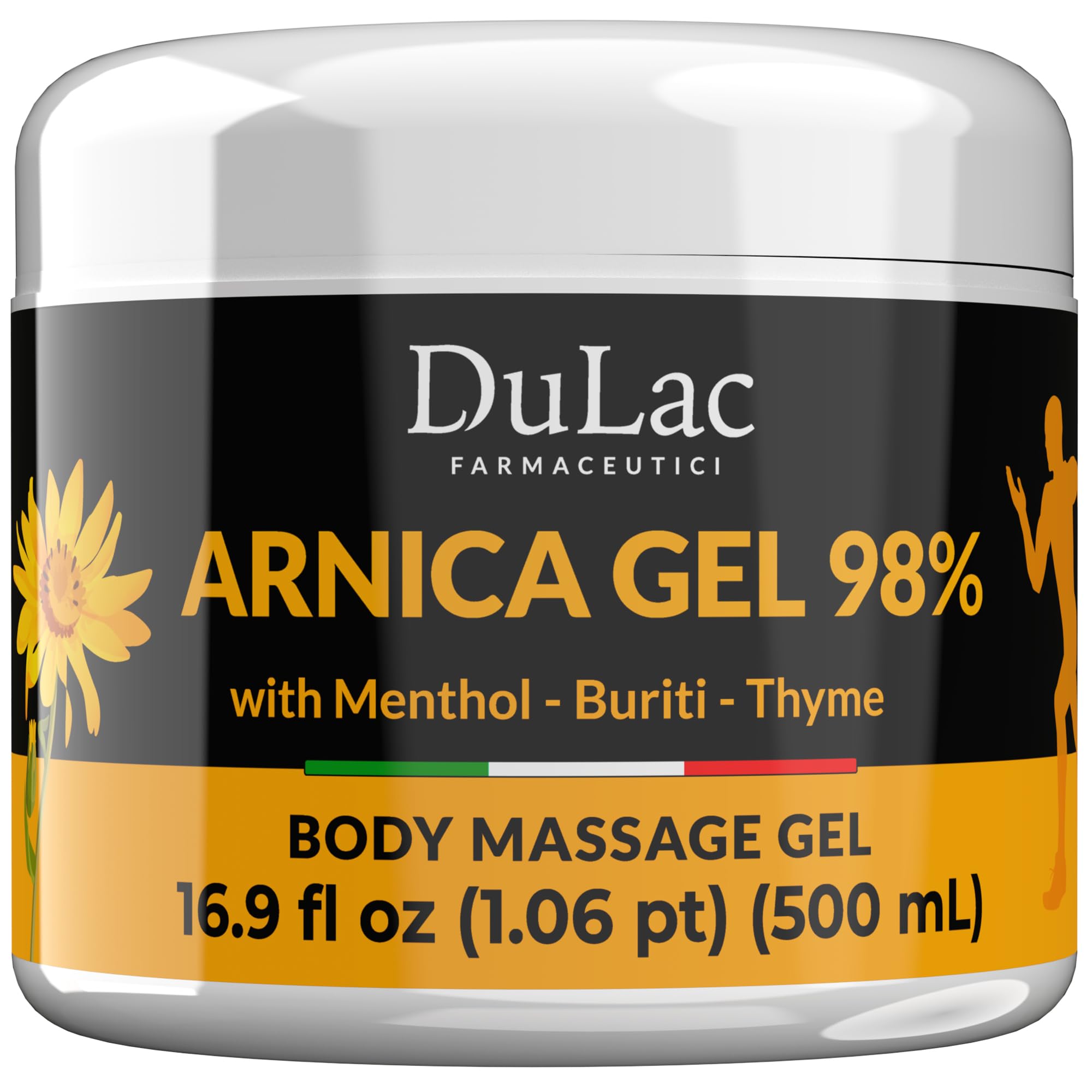 Dulac Arnica Body Massage Gel – Water-Based Cosmetic Massage Gel with Arnica Montana, Fast-Absorbing Lightweight Texture, Non-Greasy Feel, Dermatologically Tested, 16.9 fl oz DULÀC FARMACEUTICI 1982Au supplements