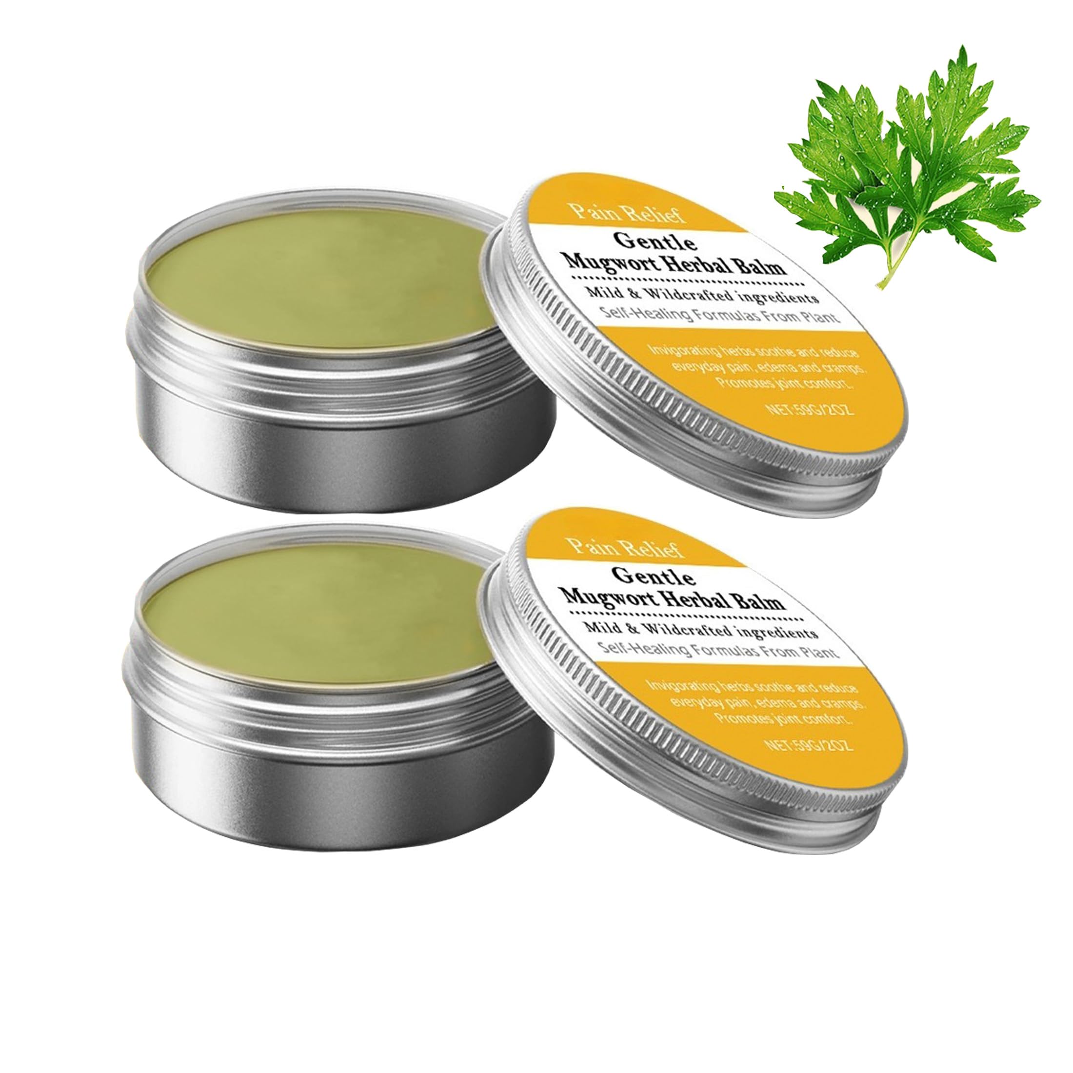 Natural Mugwort Herbal Balm with Tea Tree Oil & Mint, Cooling Muscle & Joint Relief Cream, Fast-Absorbing Massage Balm for Post-Workout Recovery, 2-Pack GenericAu supplements