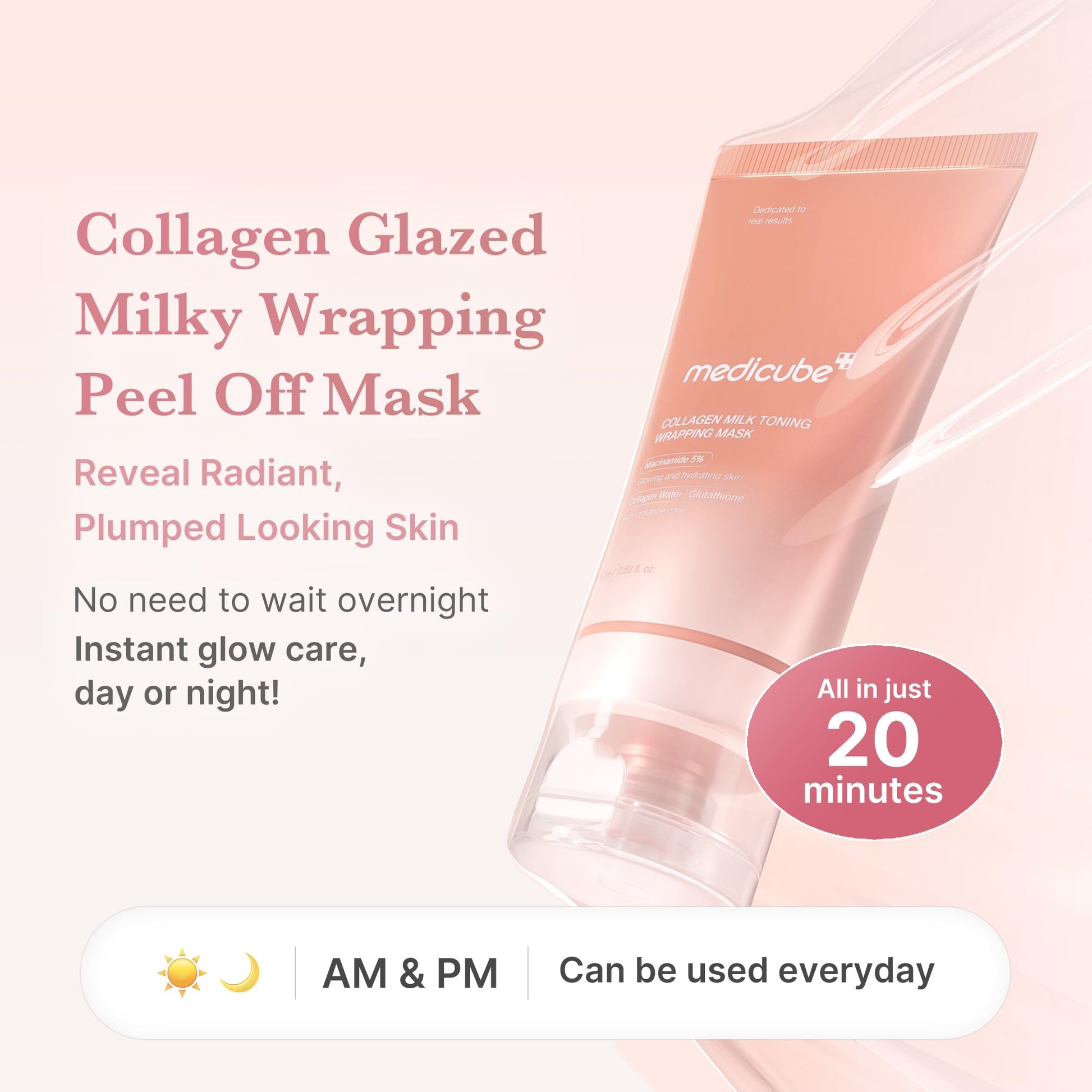 medicube Milky Collagen Double Glow Lock Duo: Collagen Glazed Milky Wrapping Mask and Booster Serum | 130DaCollagen, Niacinamide, Glutathione for Plumped, Radiant Glass Skin medicubeAu supplements