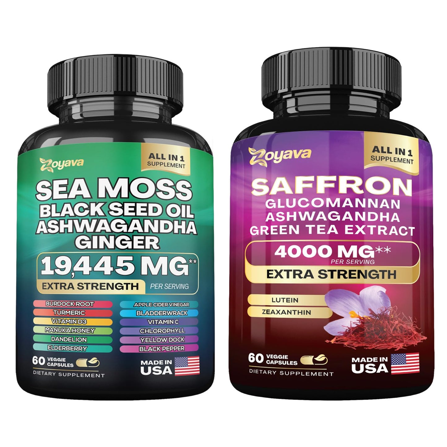 Zoyava Sea Moss 16-in-1 and Saffron 6-in-1 Bundle ZoyavaUS supplements